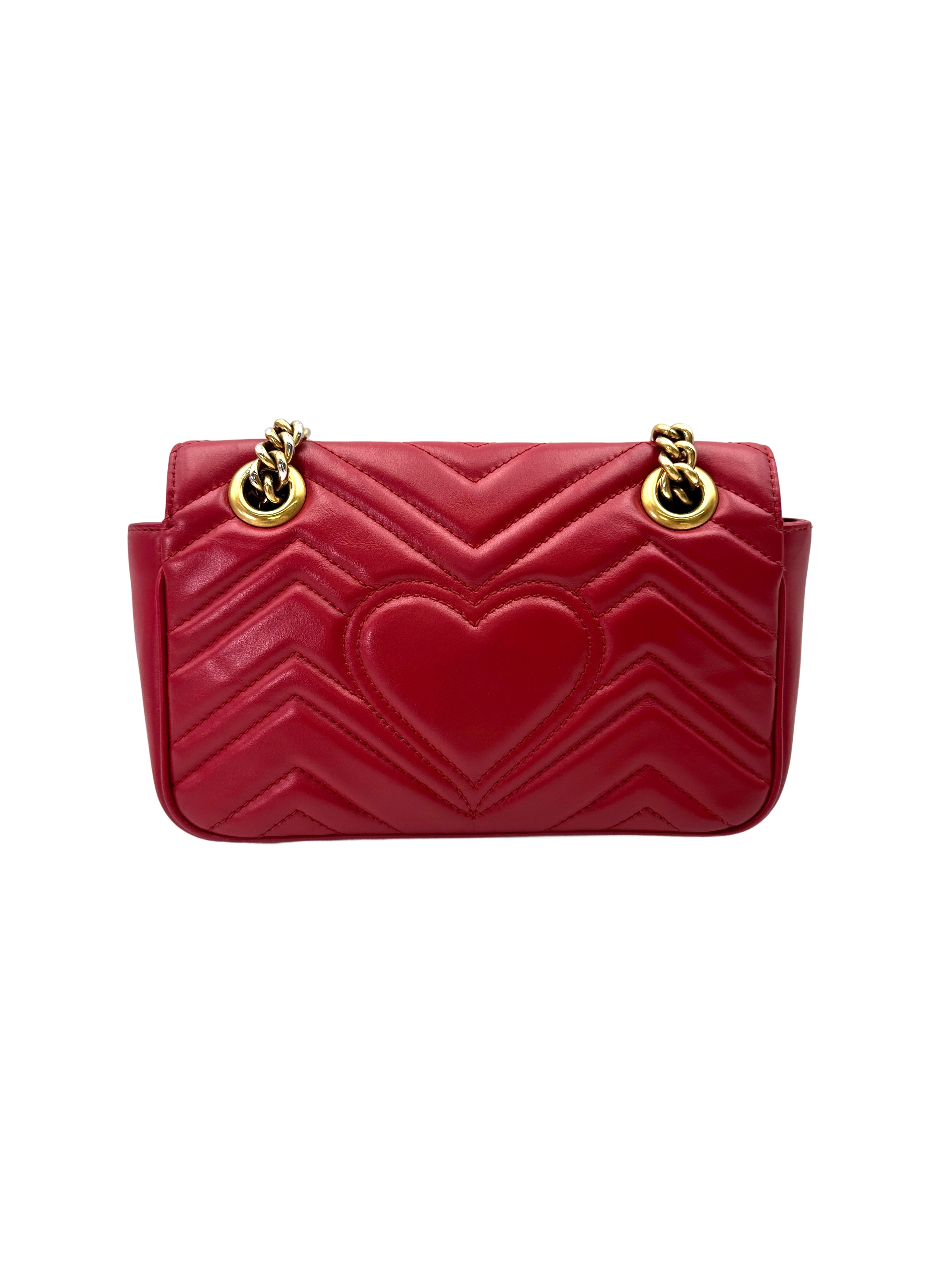 Gucci GG Marmont Red Matelasse Leather Shoulder Bag GG1044