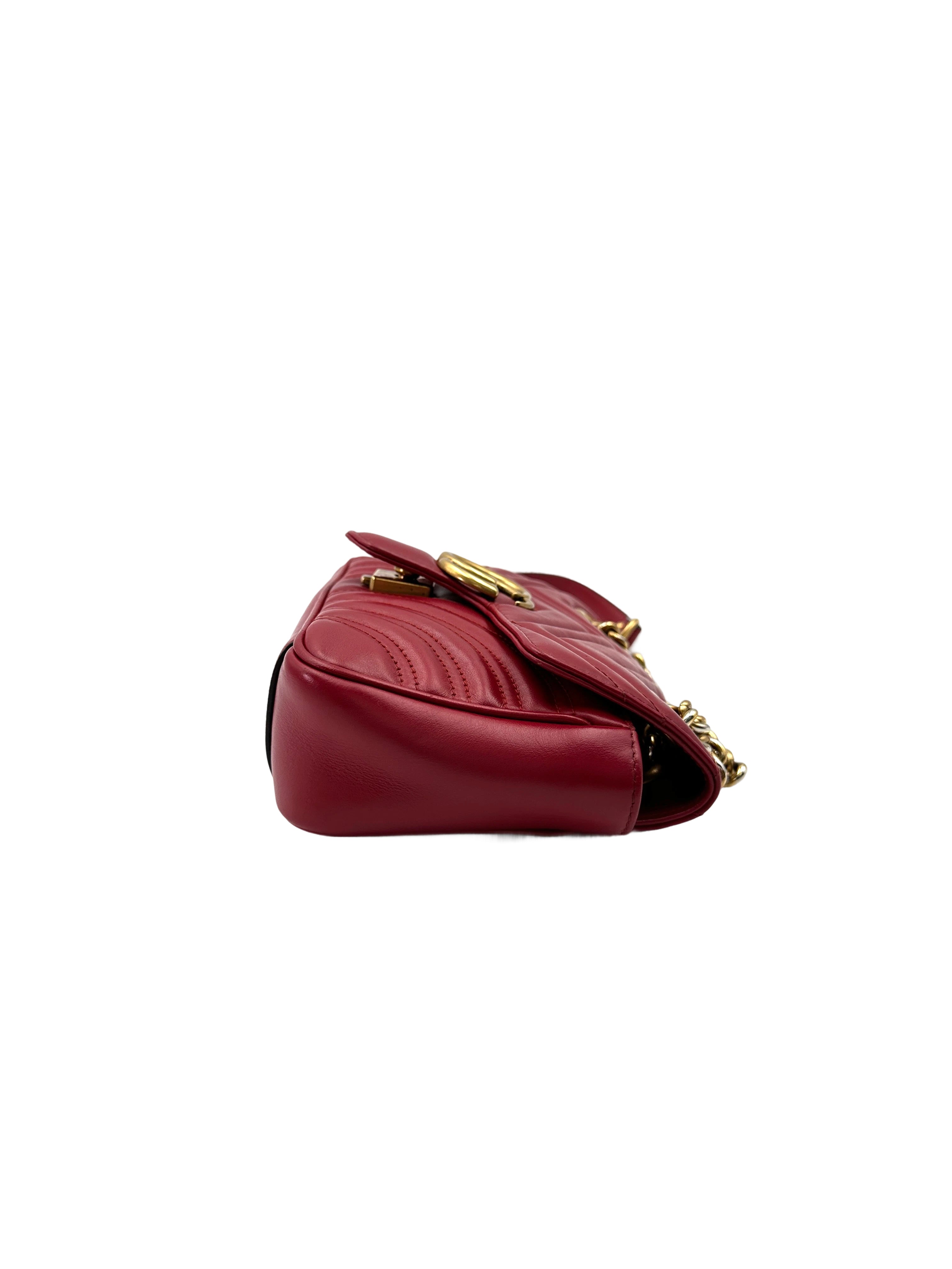 Gucci GG Marmont Red Matelasse Leather Shoulder Bag GG1044