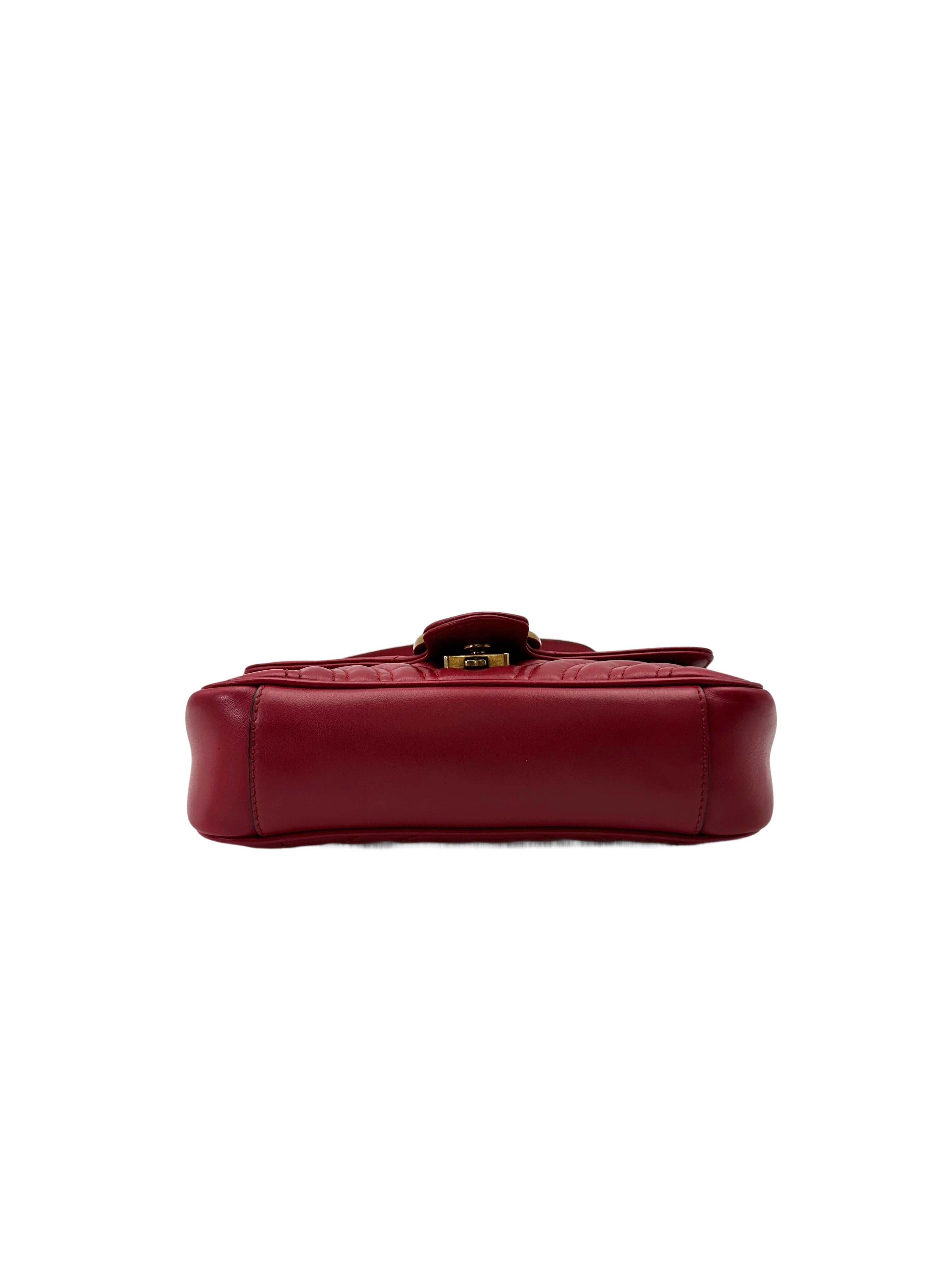 Gucci GG Marmont Red Matelasse Leather Shoulder Bag GG1044