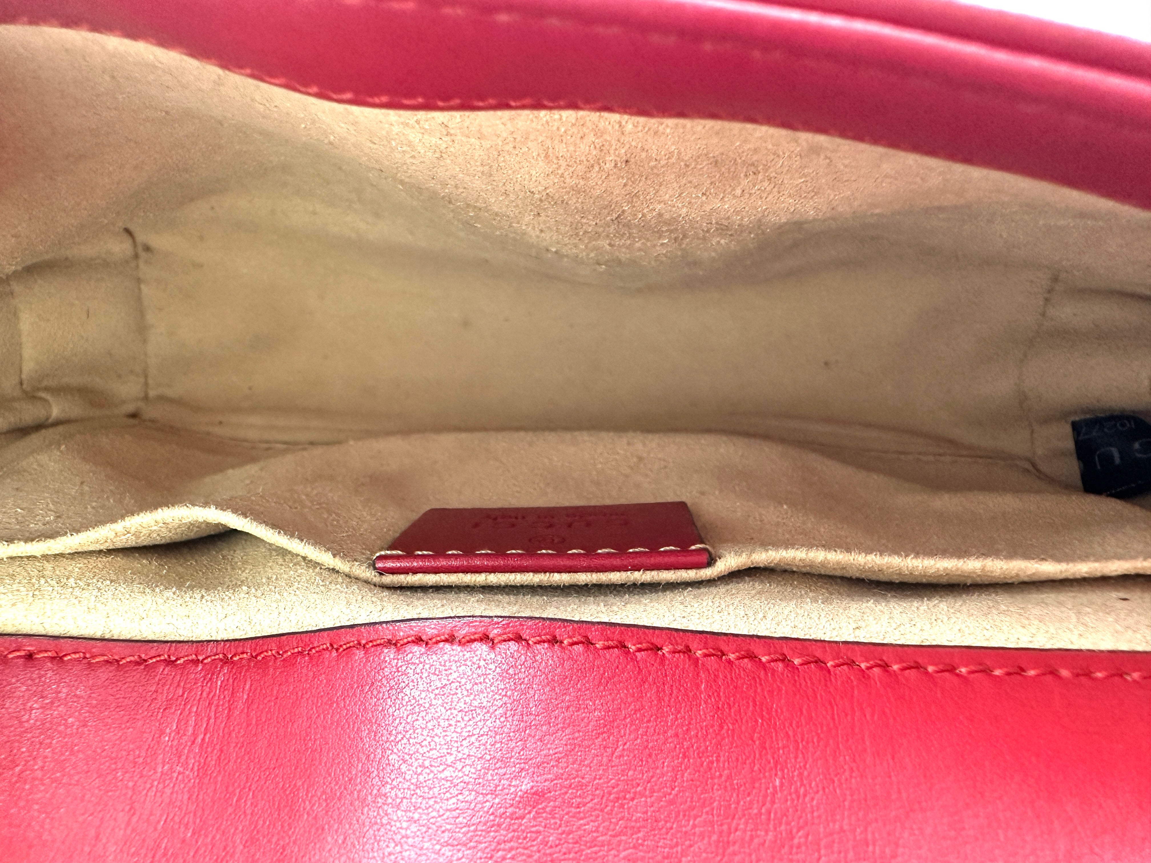Gucci GG Marmont Red Matelasse Leather Shoulder Bag GG1044