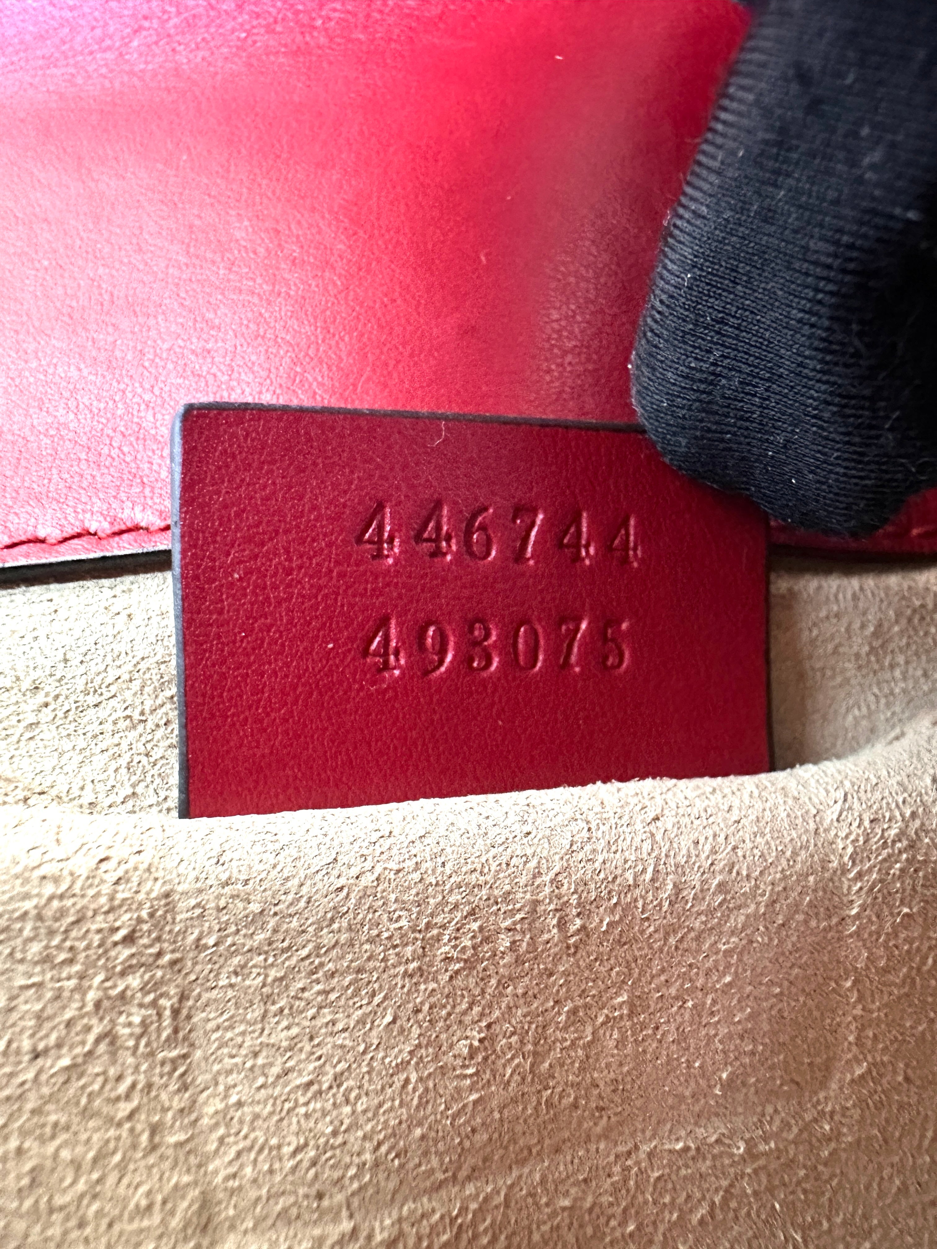 Gucci GG Marmont Red Matelasse Leather Shoulder Bag GG1044