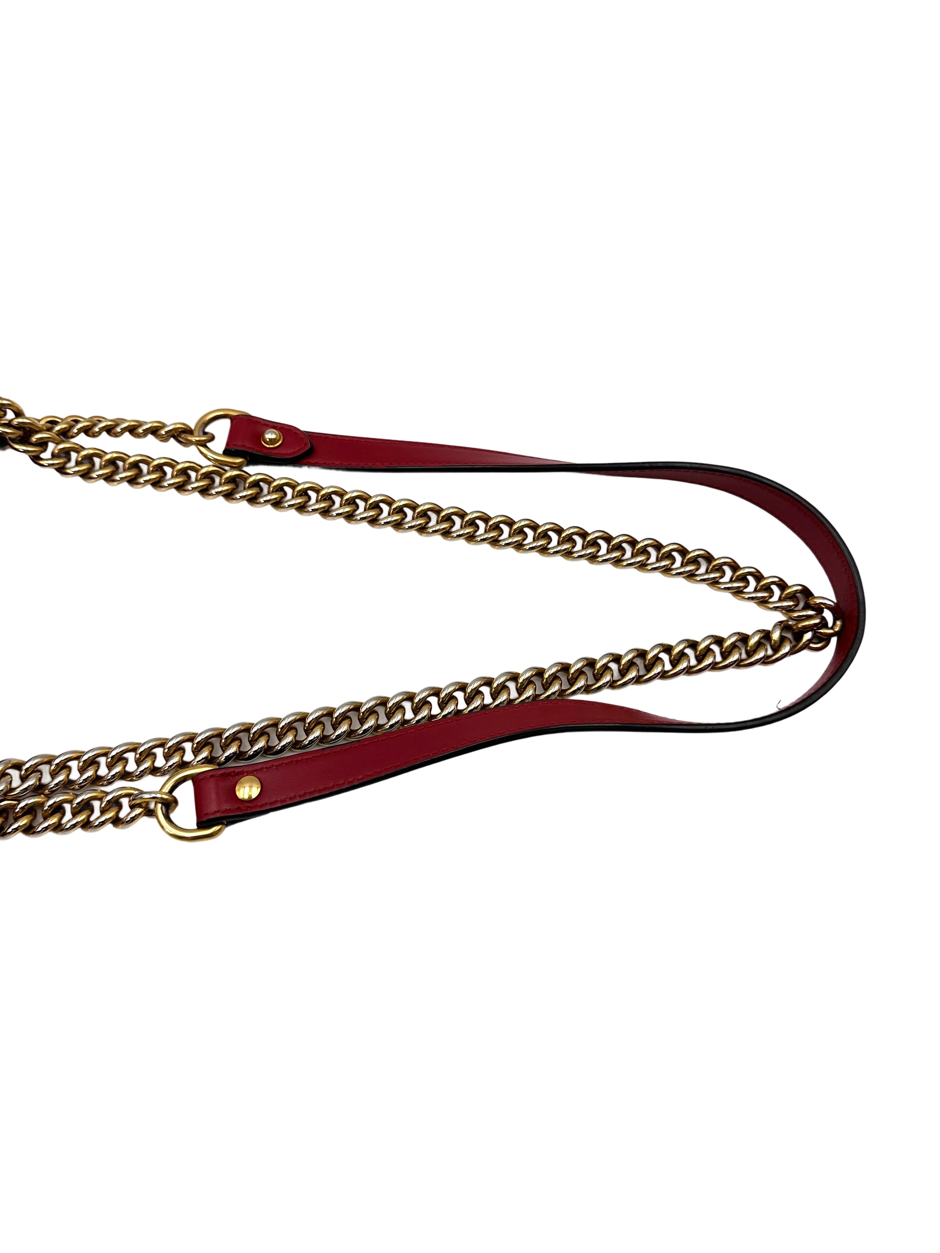Gucci GG Marmont Red Matelasse Leather Shoulder Bag GG1044