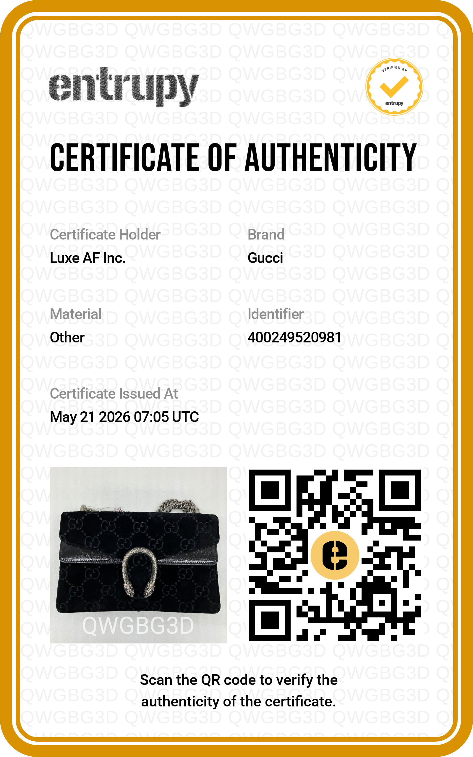 Gucci Dionysus Black Velvet Wallet On Chain GG1034