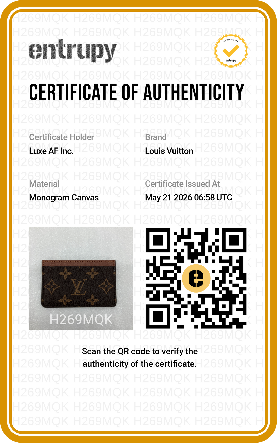 Louis Vuitton Monogram Canvas Cardholder LVA12