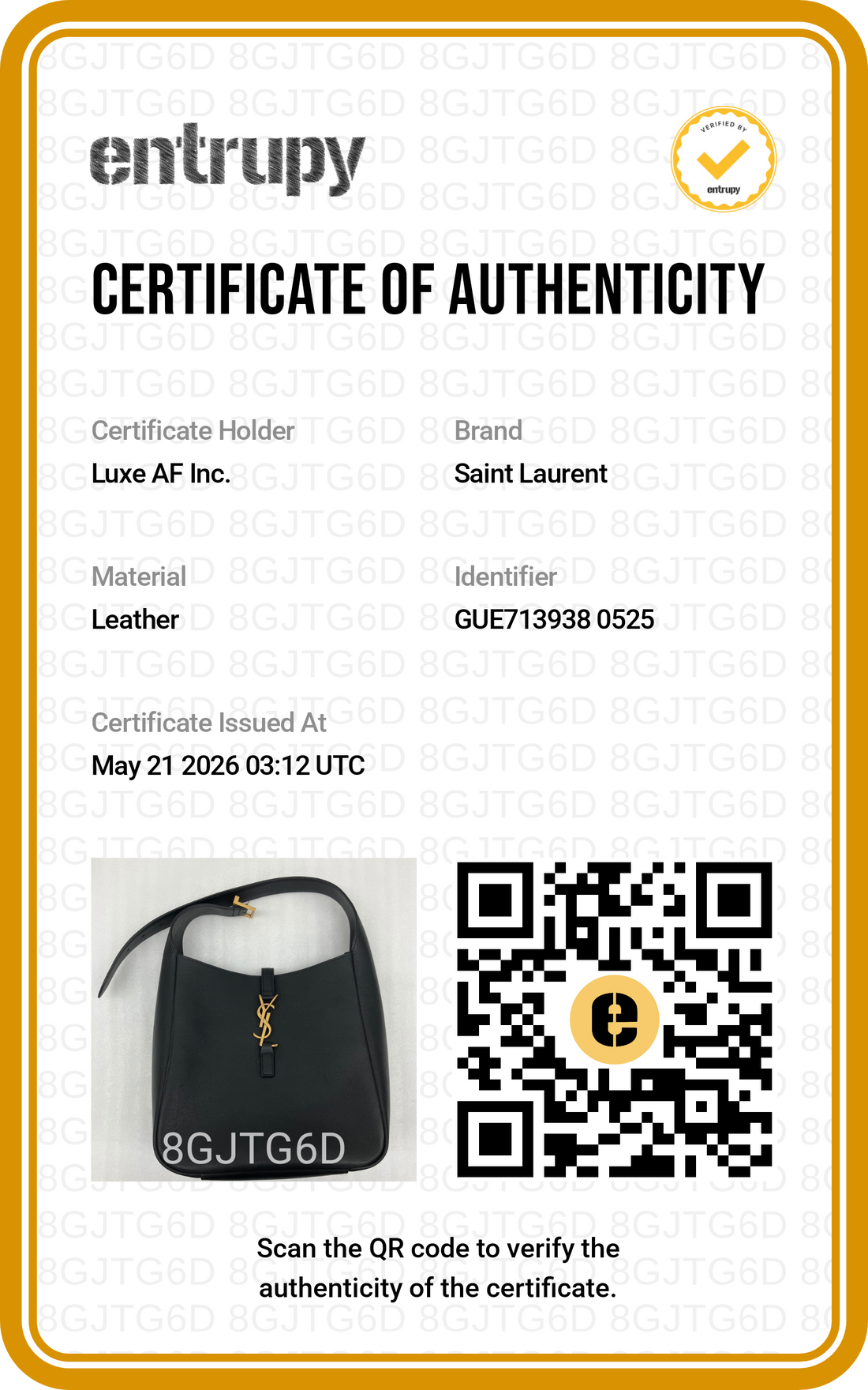 Saint Laurent Black Leather Hobo Bag SL240