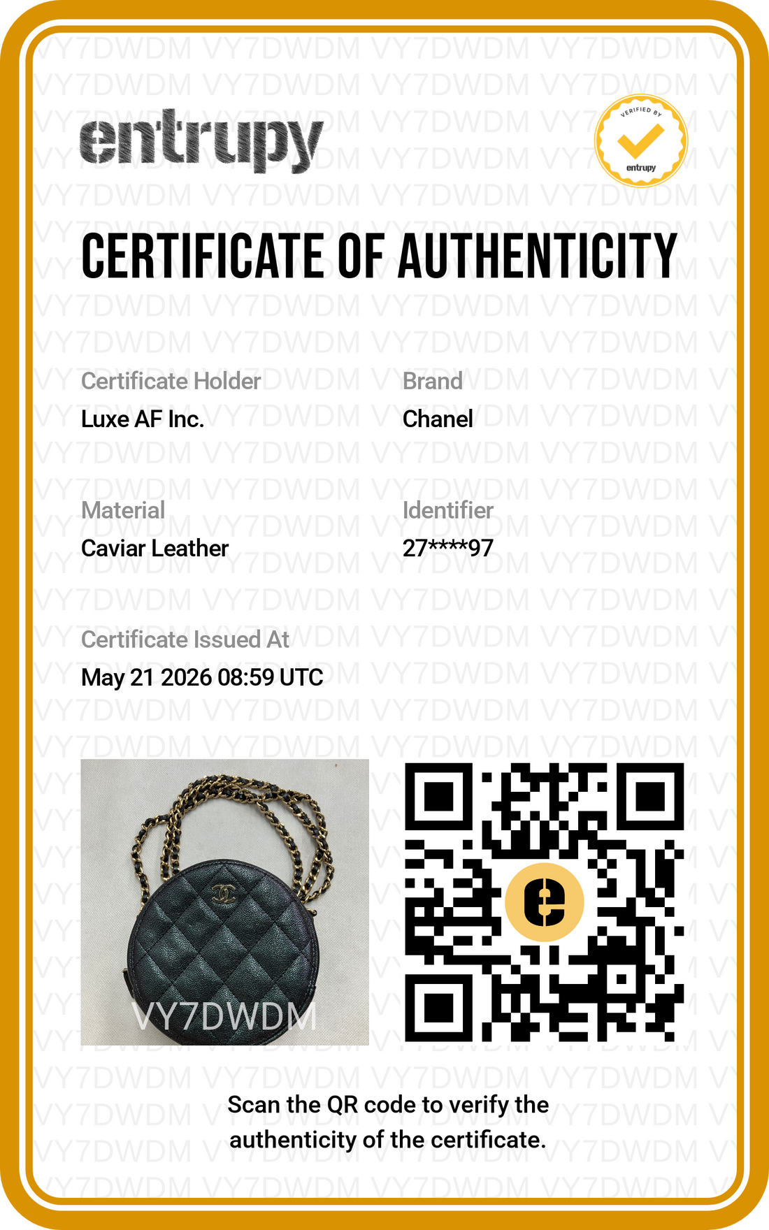 Chanel ClassicIridescent Black Quilted Round Clutch(27***97) CC1990
