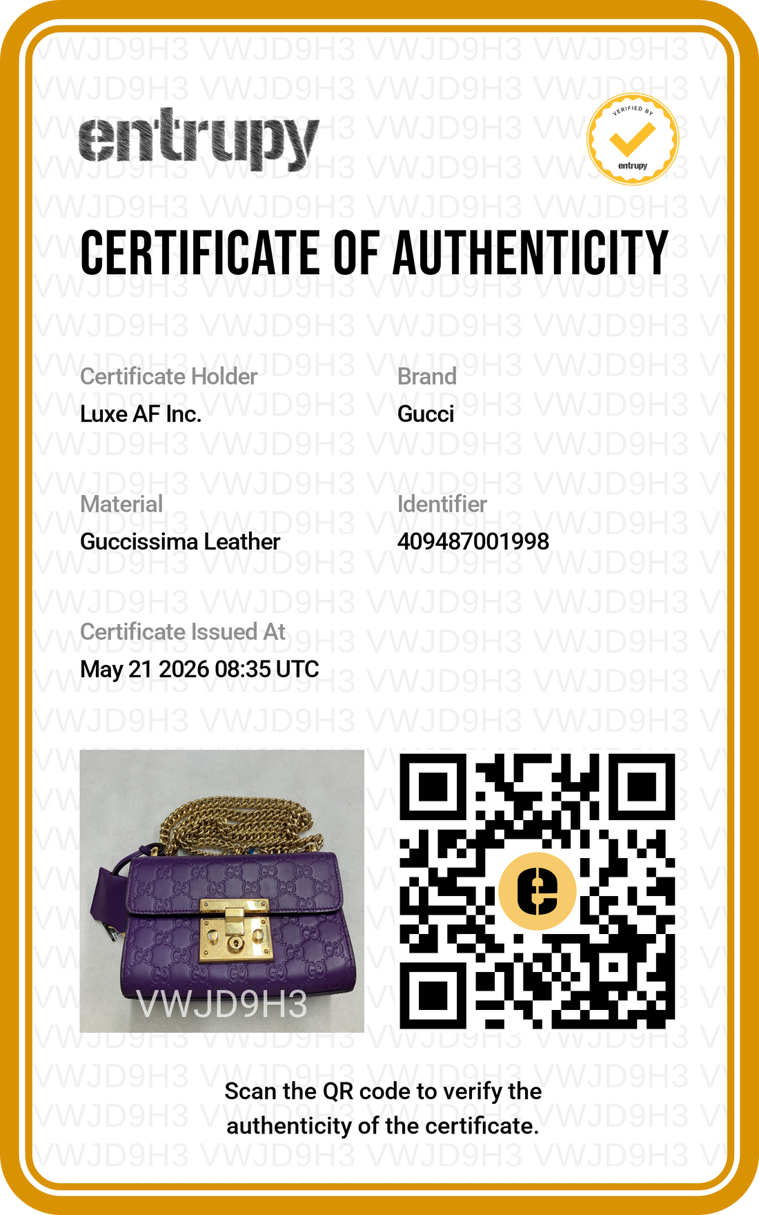 Gucci Padlock Purple Guccissima Leather Shoulder Bag GG1043