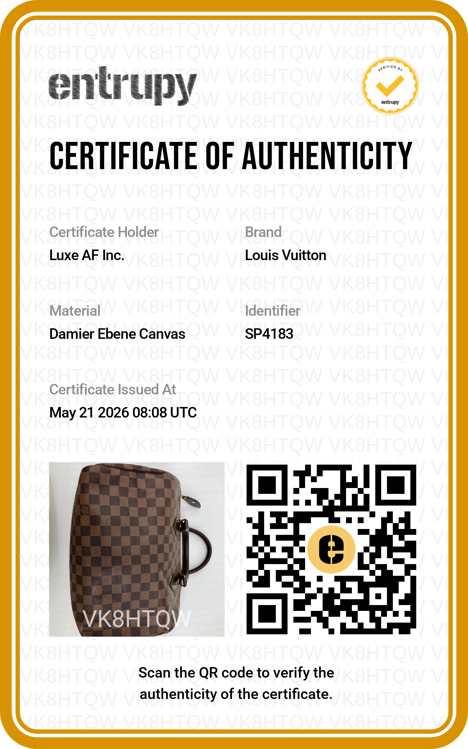 Louis Vuitton Speedy30 Damier Ebene Handle Bag LV2784