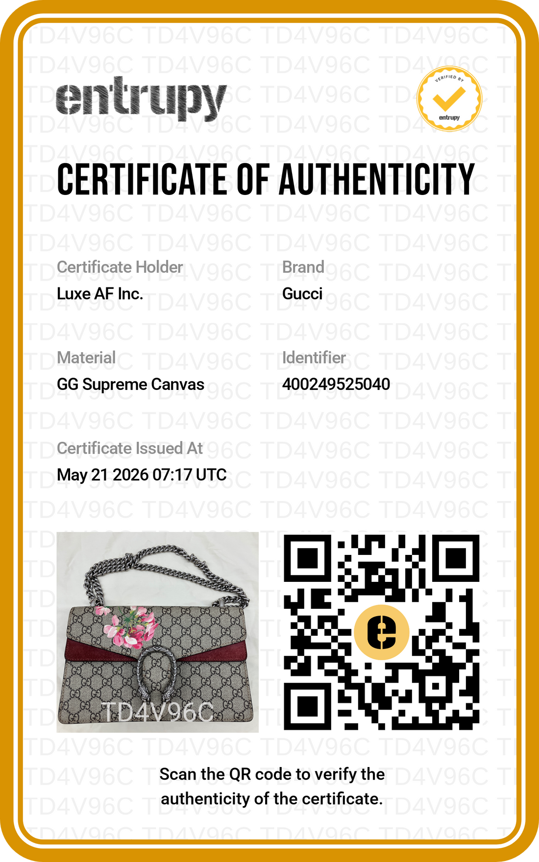 Gucci Dionysus GG Blooms Canvas Medium Size Shoulder Bag GG1049