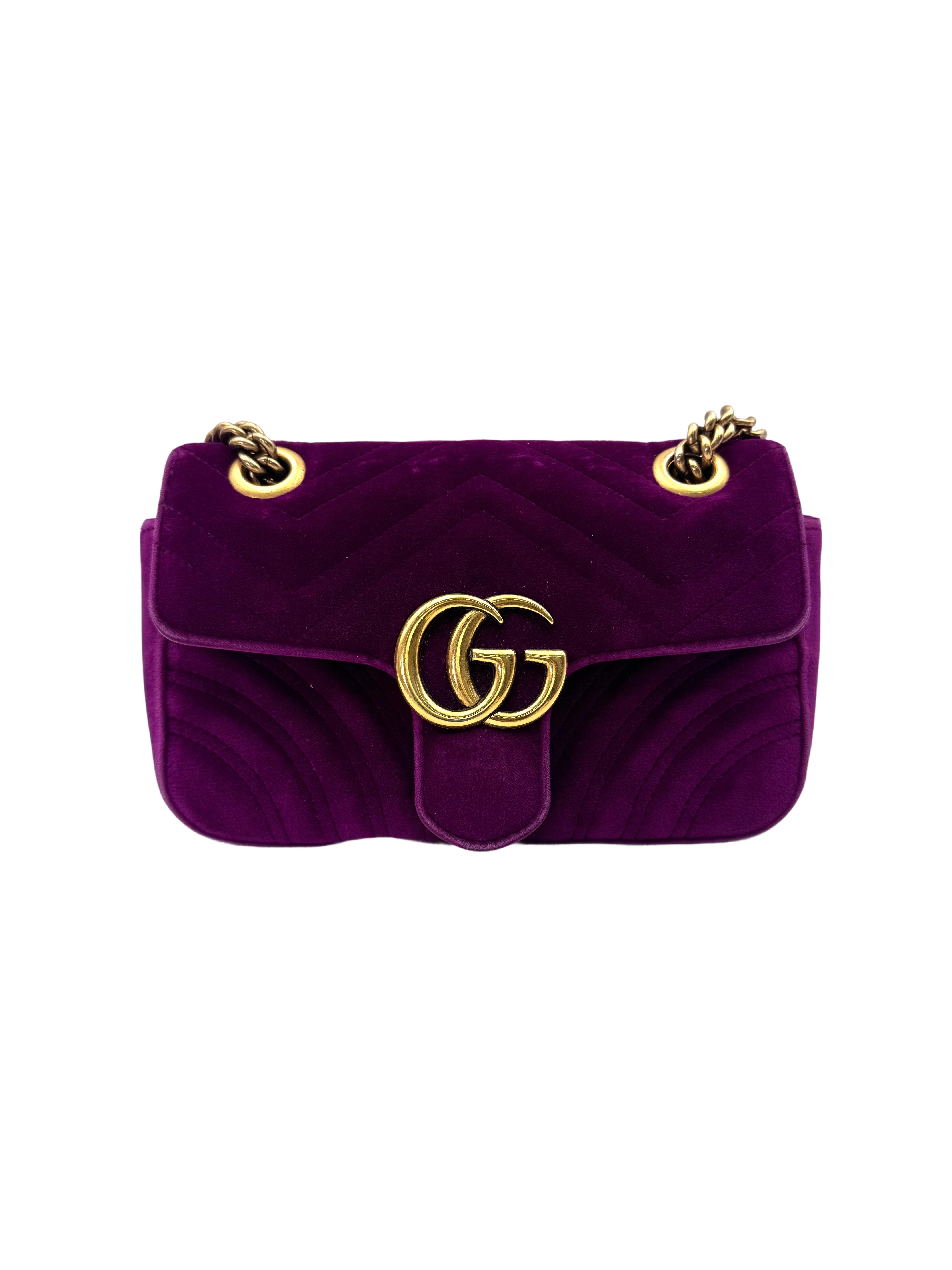 Gucci GG Marmont Purple Velvet Shoulder Bag GG1042