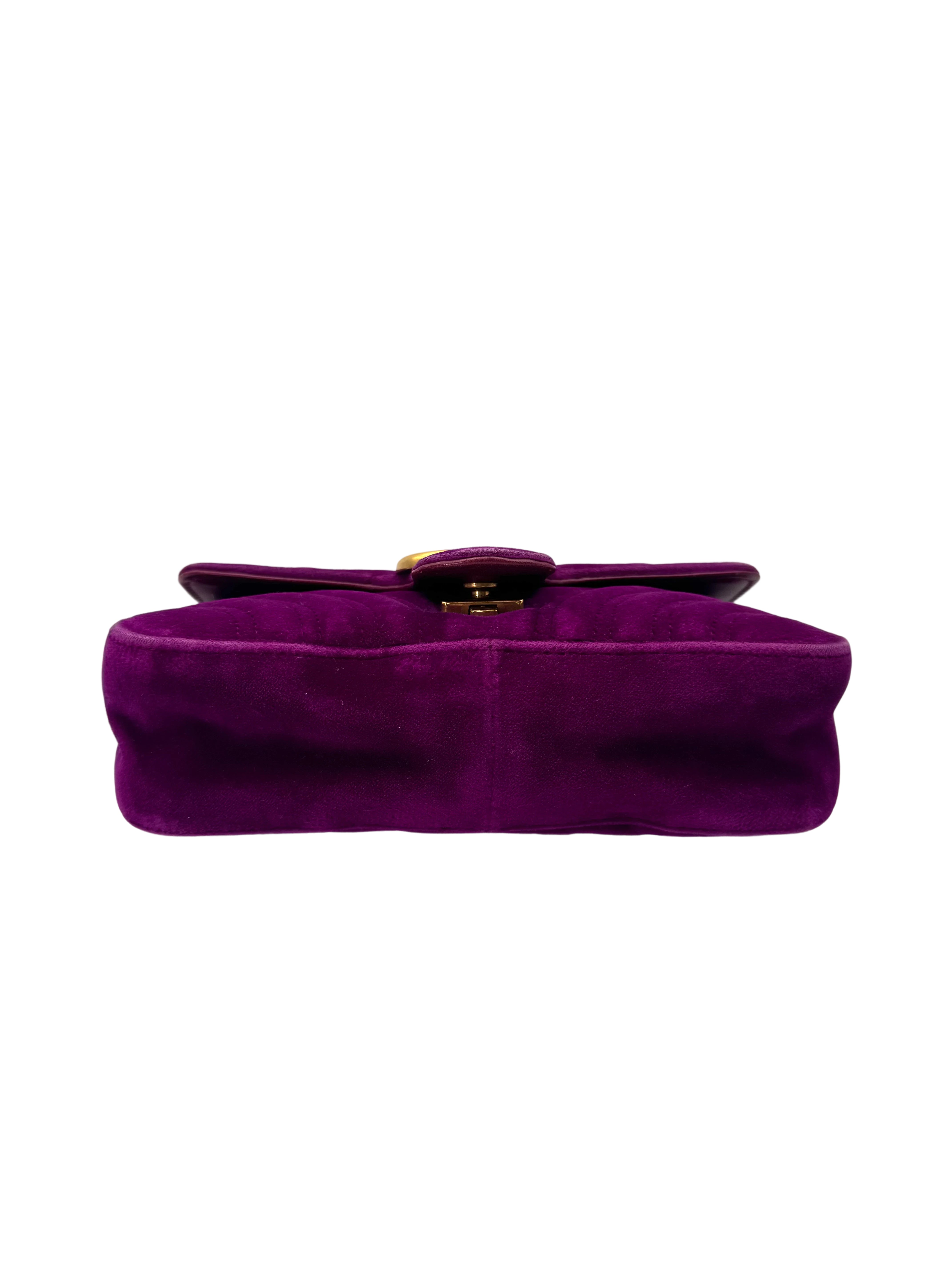Gucci GG Marmont Purple Velvet Shoulder Bag GG1042