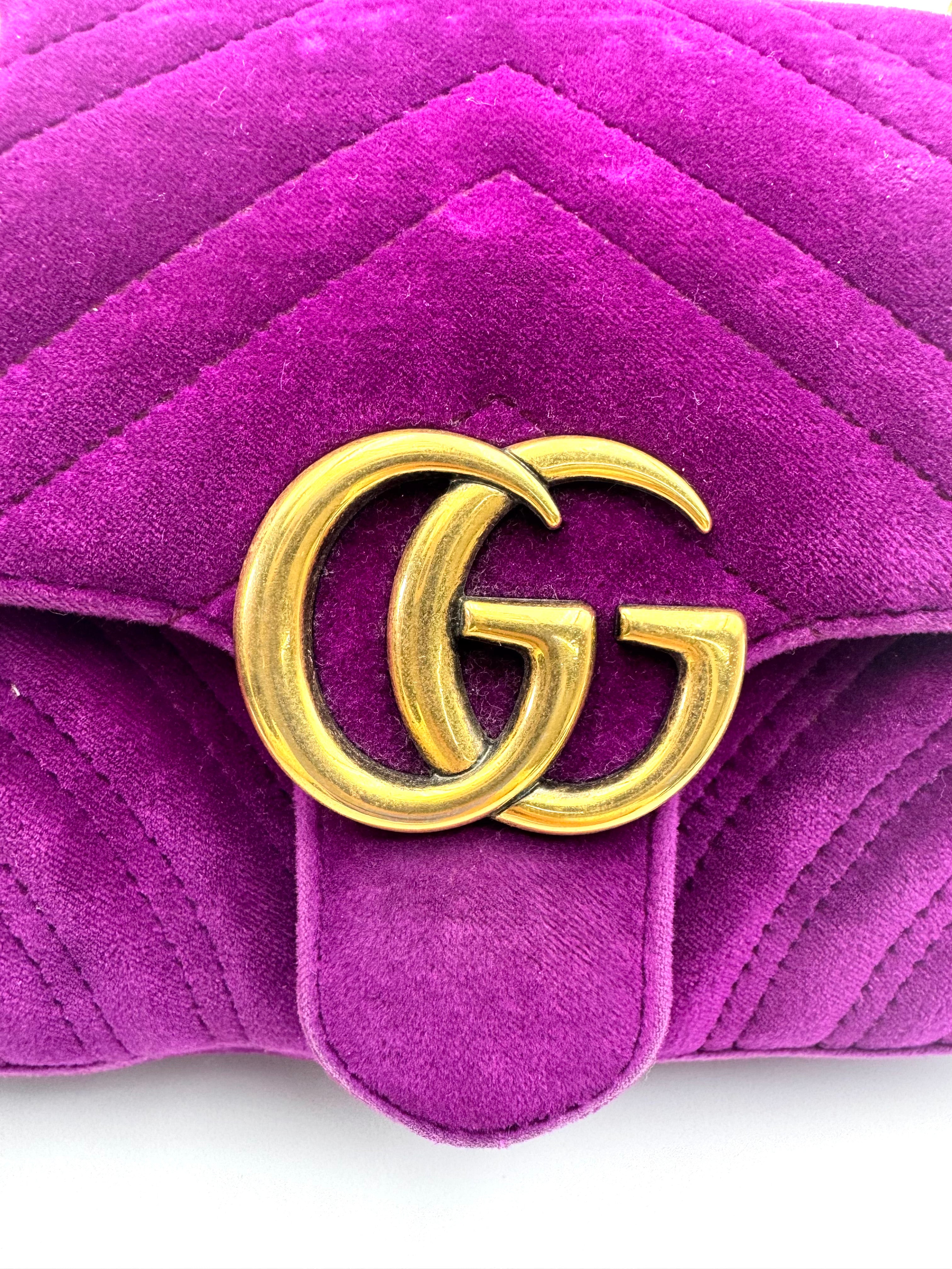 Gucci GG Marmont Purple Velvet Shoulder Bag GG1042