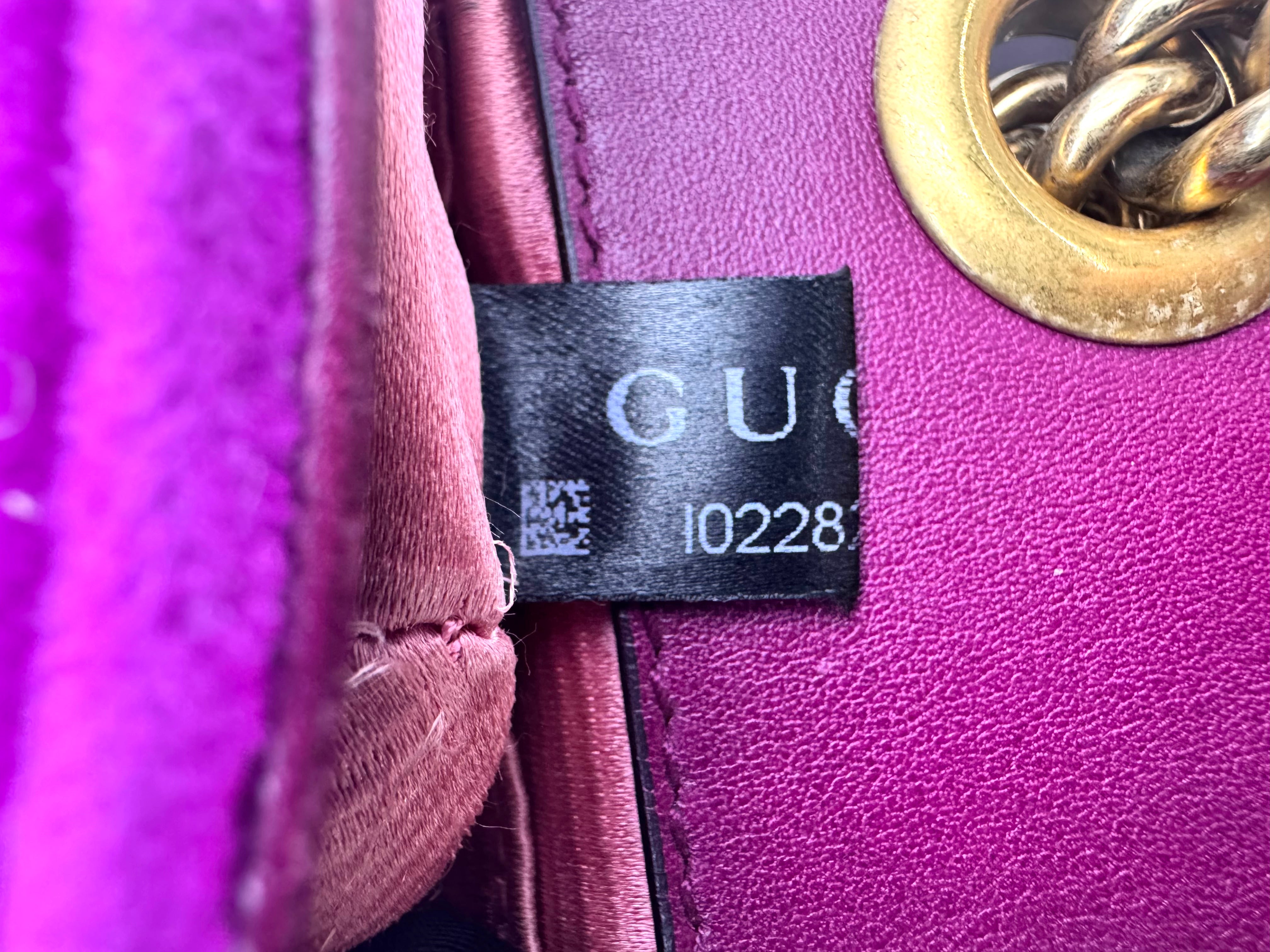 Gucci GG Marmont Purple Velvet Shoulder Bag GG1042