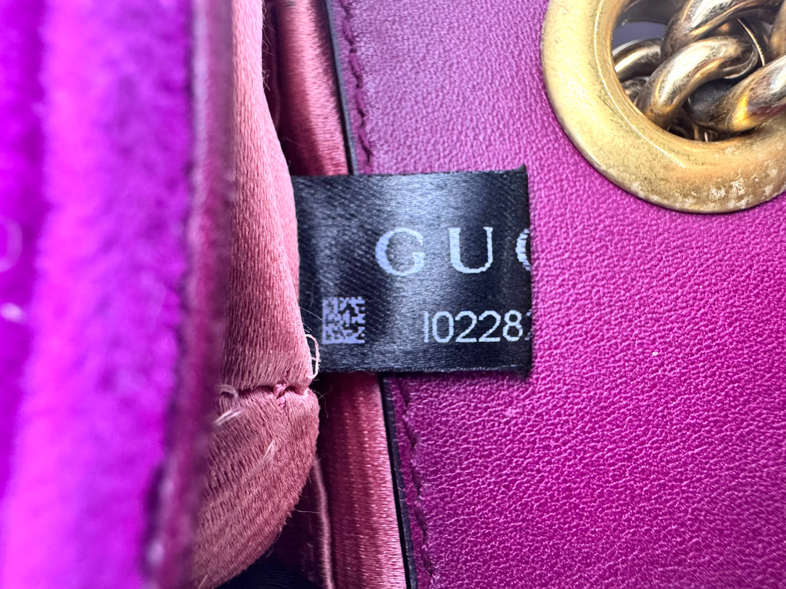 Gucci GG Marmont Purple Velvet Shoulder Bag GG1042