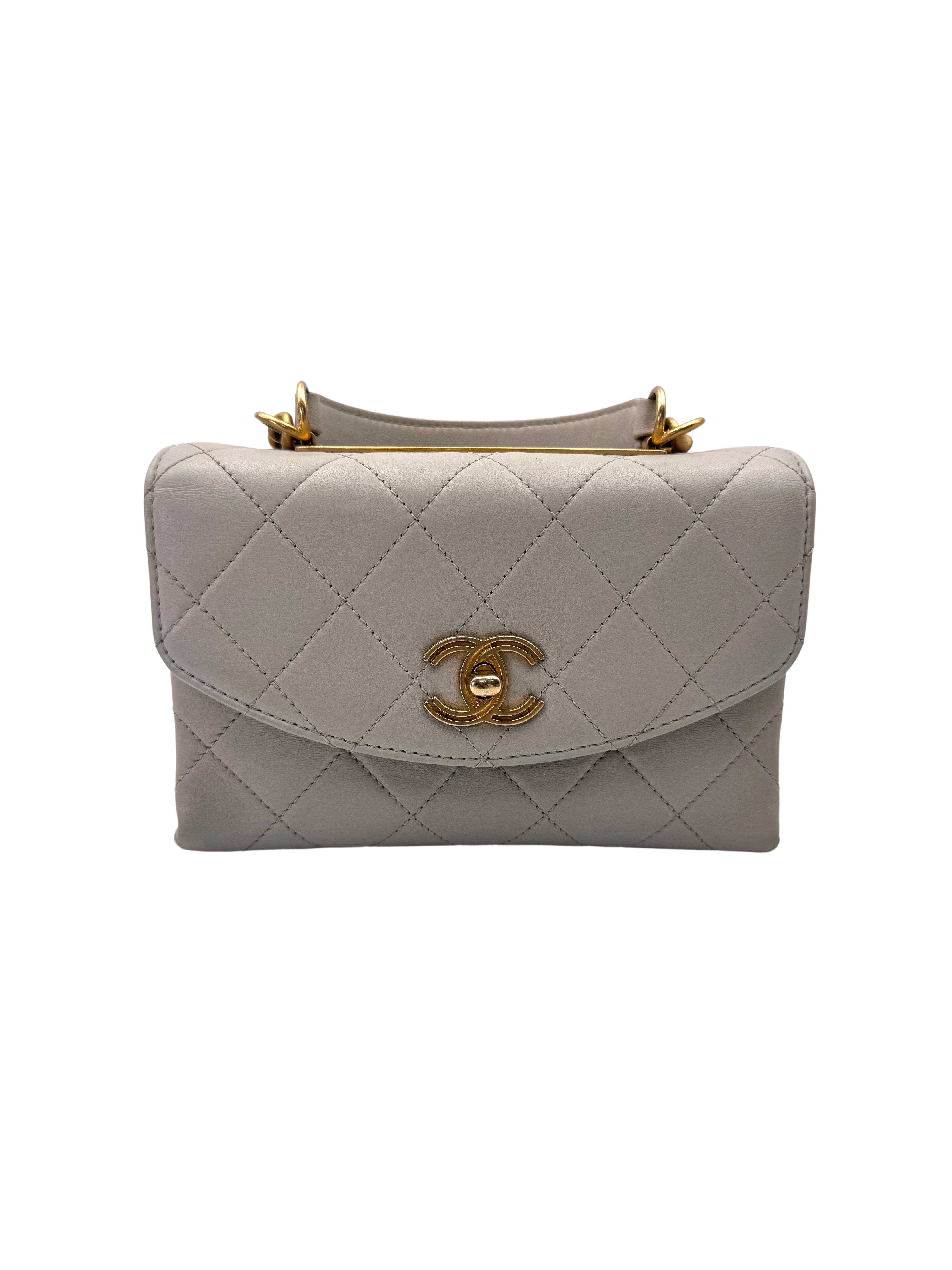 Chanel Grey Quilted Leather Top Handle Bag(28***55) CC1989