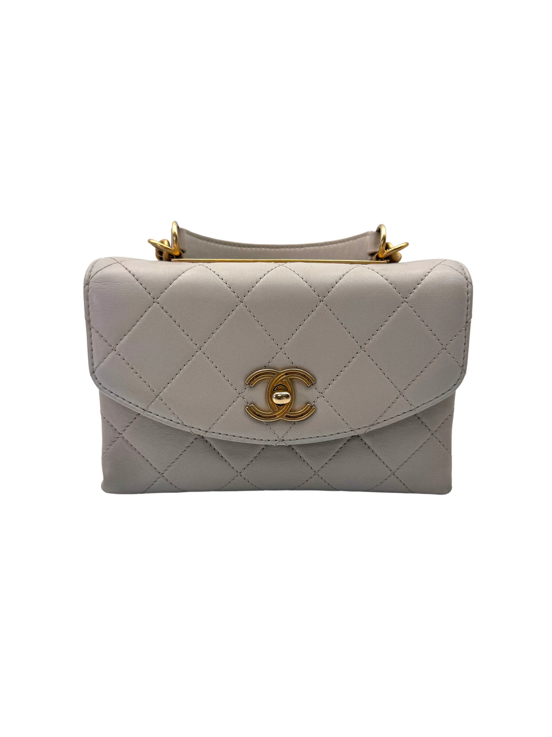 Chanel Grey Quilted Leather Top Handle Bag(28***55) CC1989