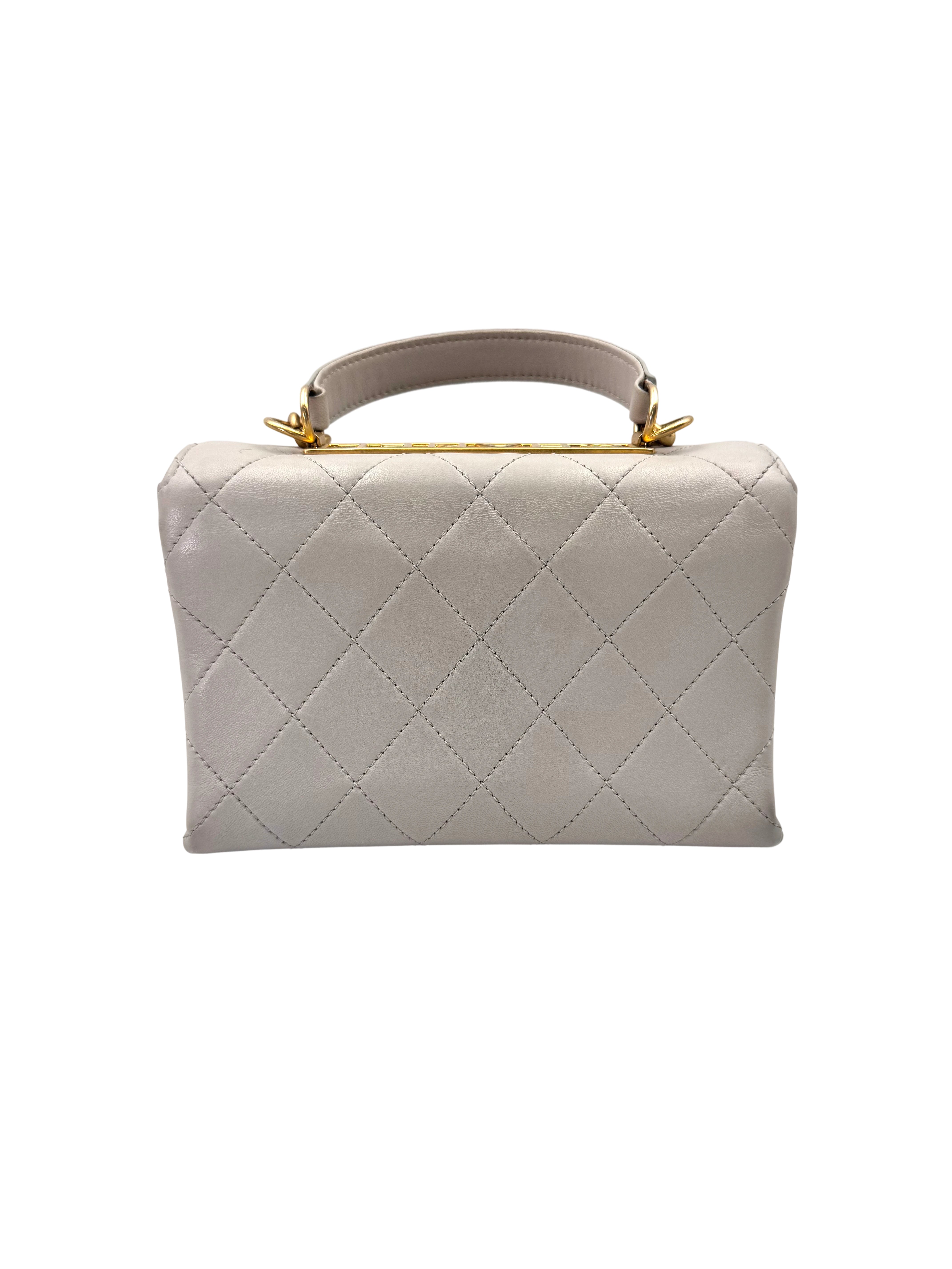 Chanel Grey Quilted Leather Top Handle Bag(28***55) CC1989