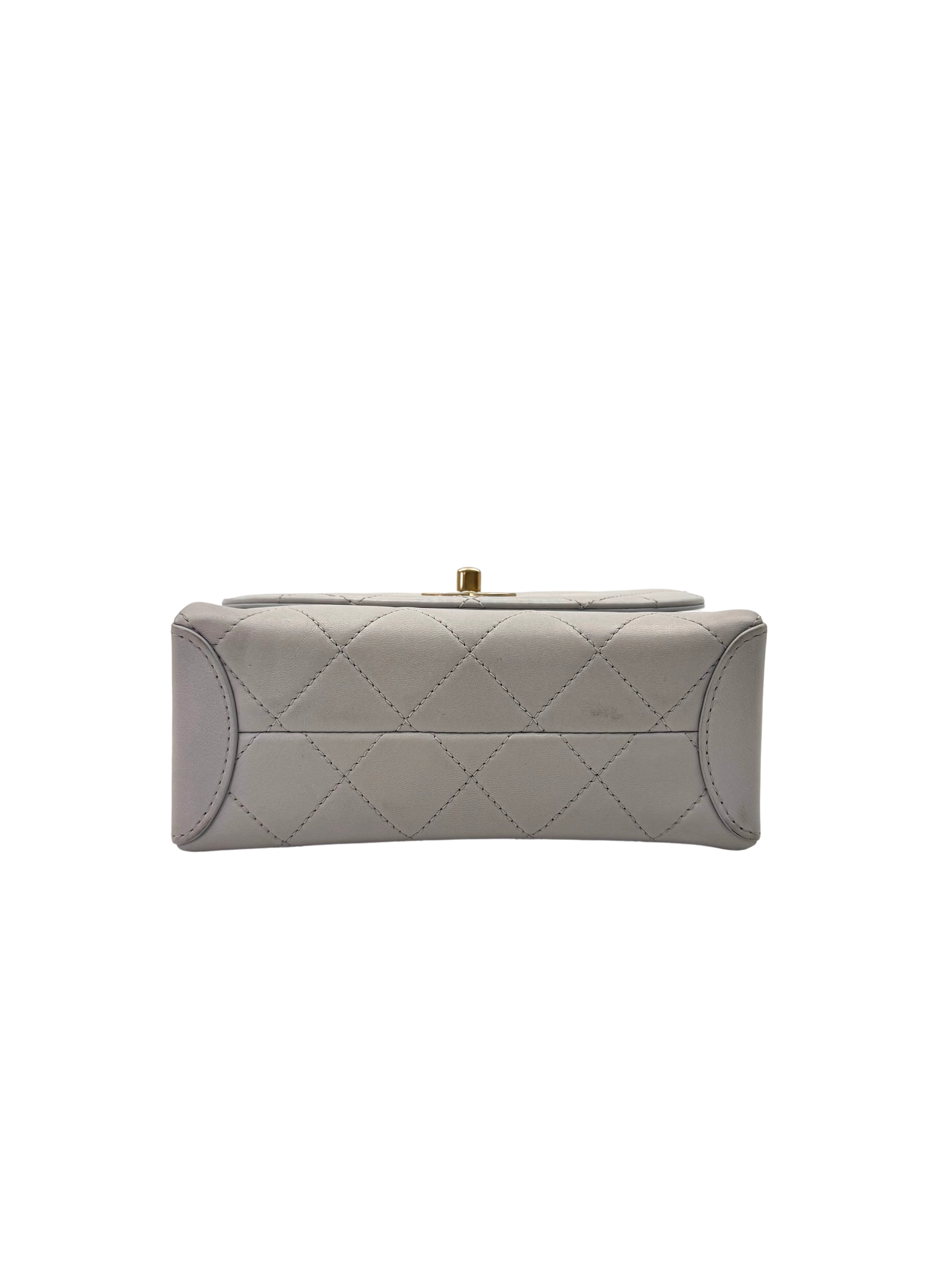 Chanel Grey Quilted Leather Top Handle Bag(28***55) CC1989