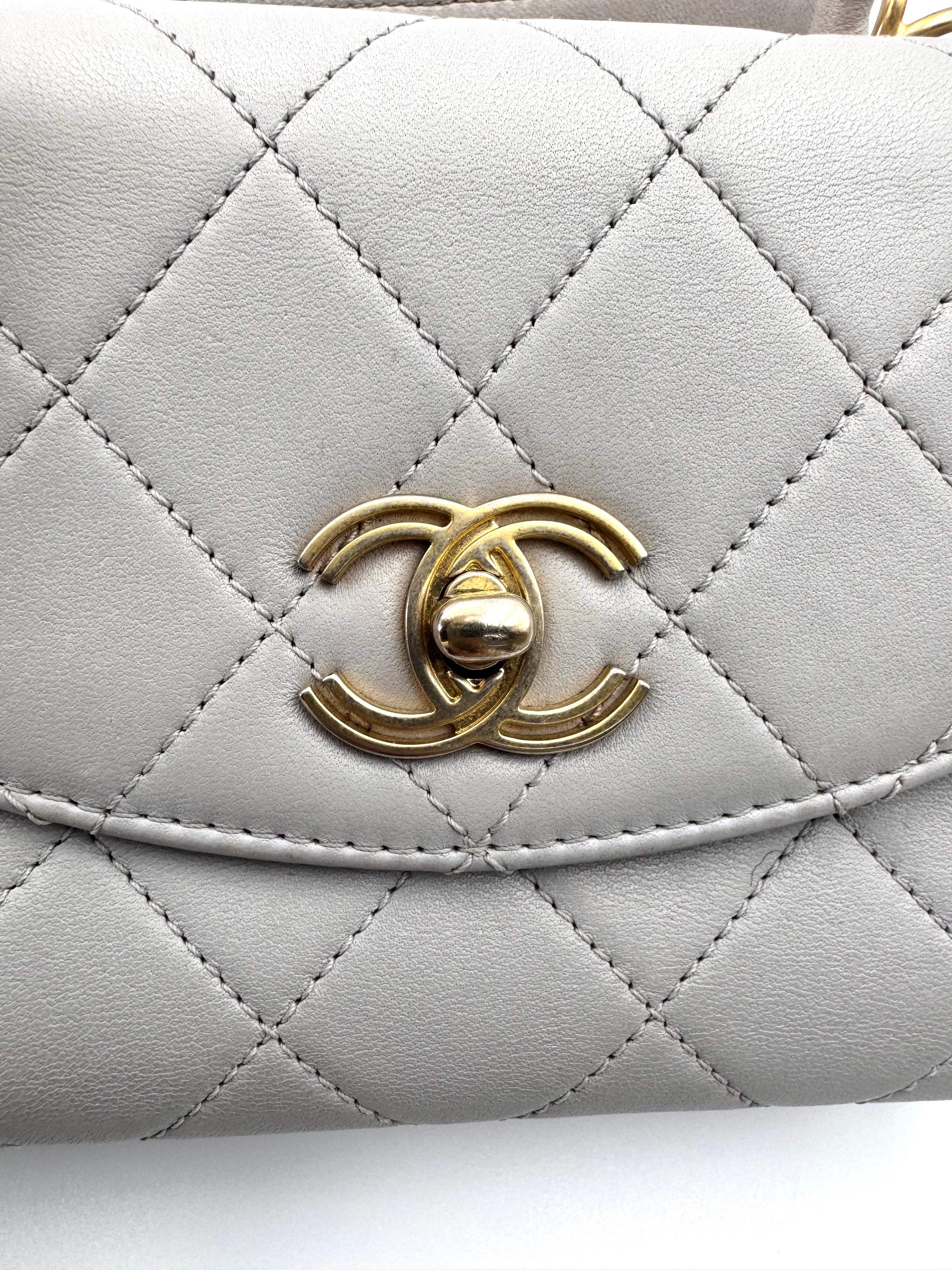 Chanel Grey Quilted Leather Top Handle Bag(28***55) CC1989