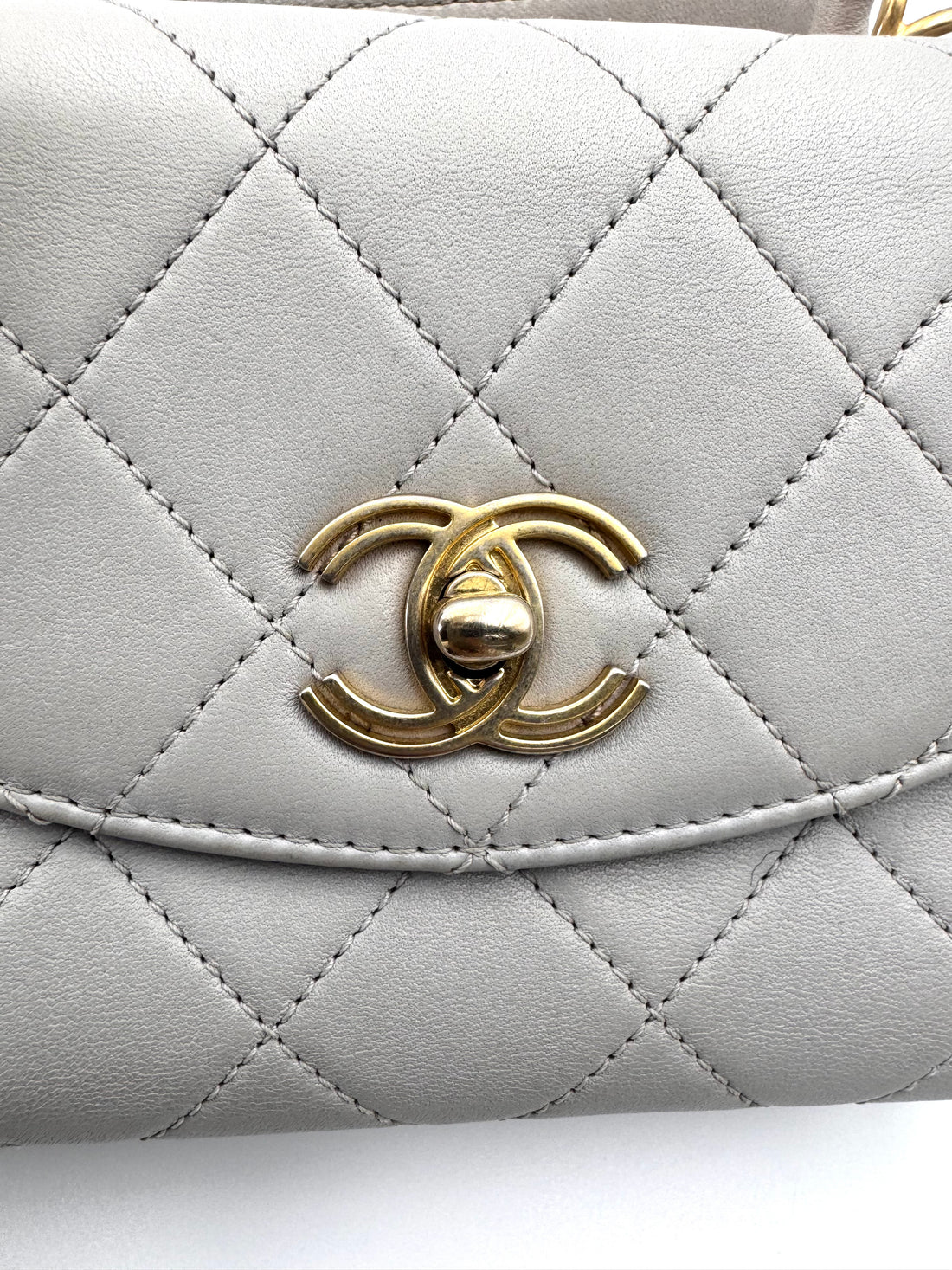 Chanel Grey Quilted Leather Top Handle Bag(28***55) CC1989