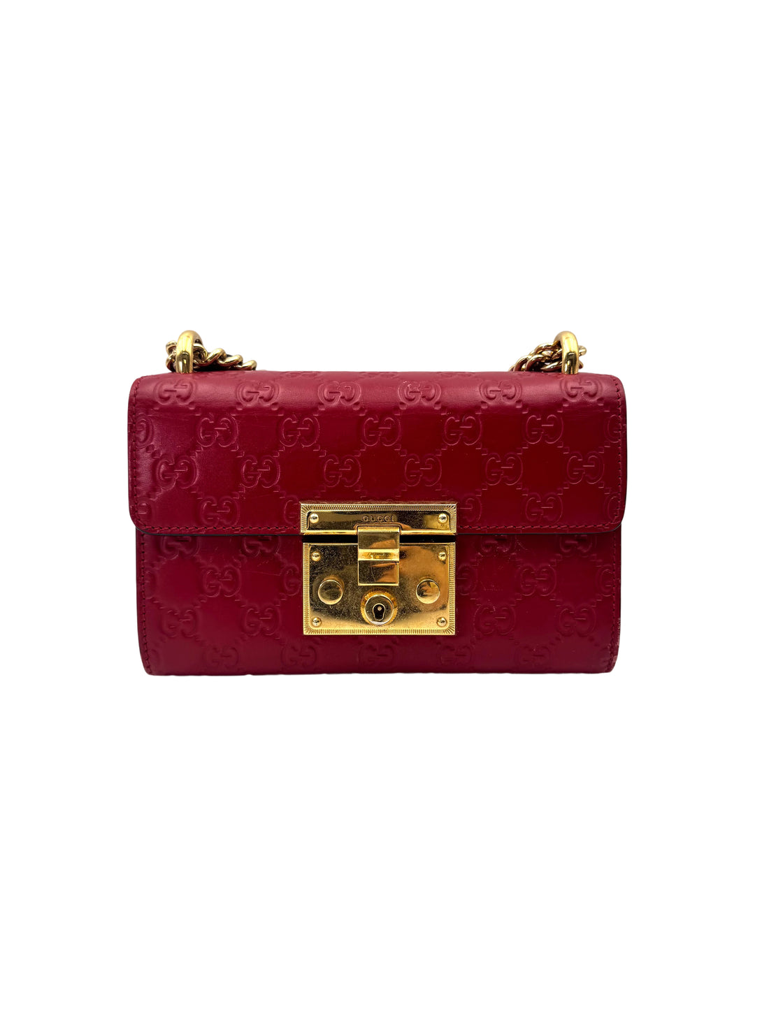 Gucci Padlock Red Guccissima Leather Shoulder Bag GG1046