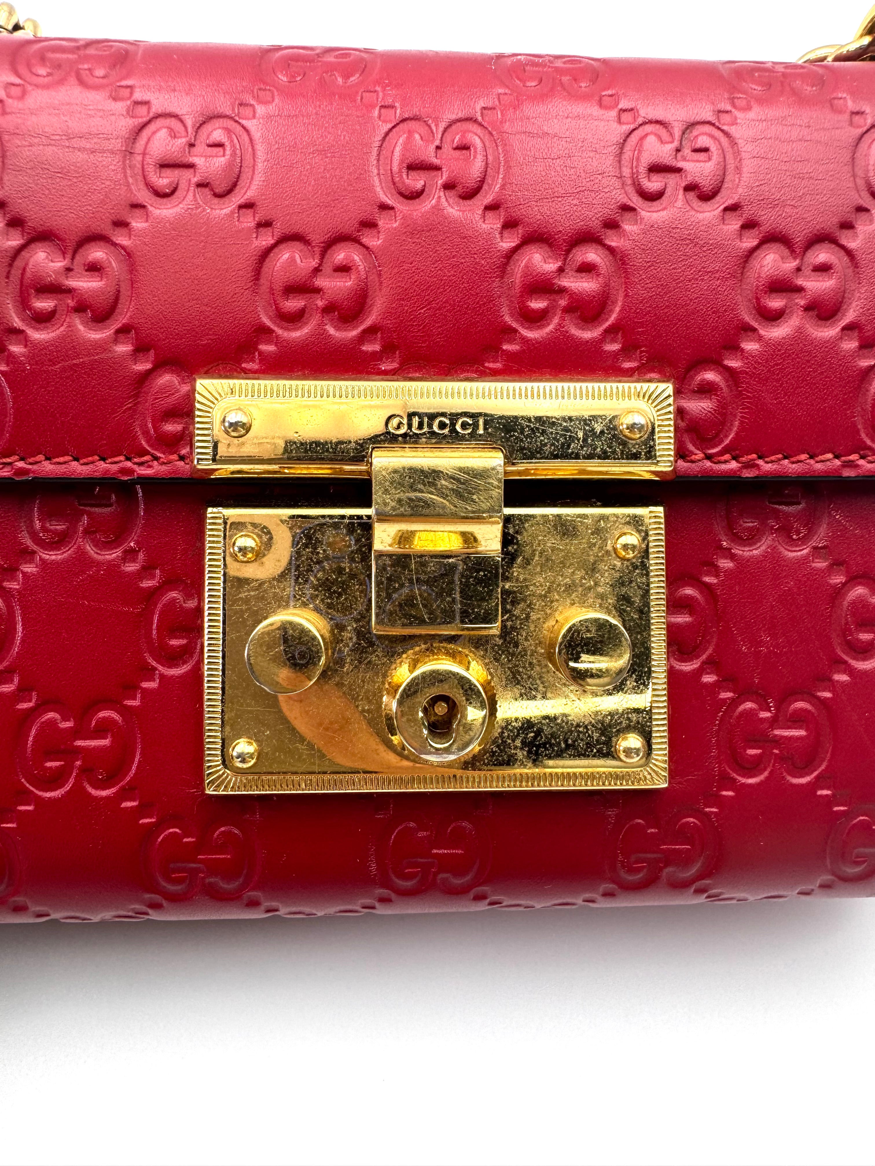Gucci Padlock Red Guccissima Leather Shoulder Bag GG1046