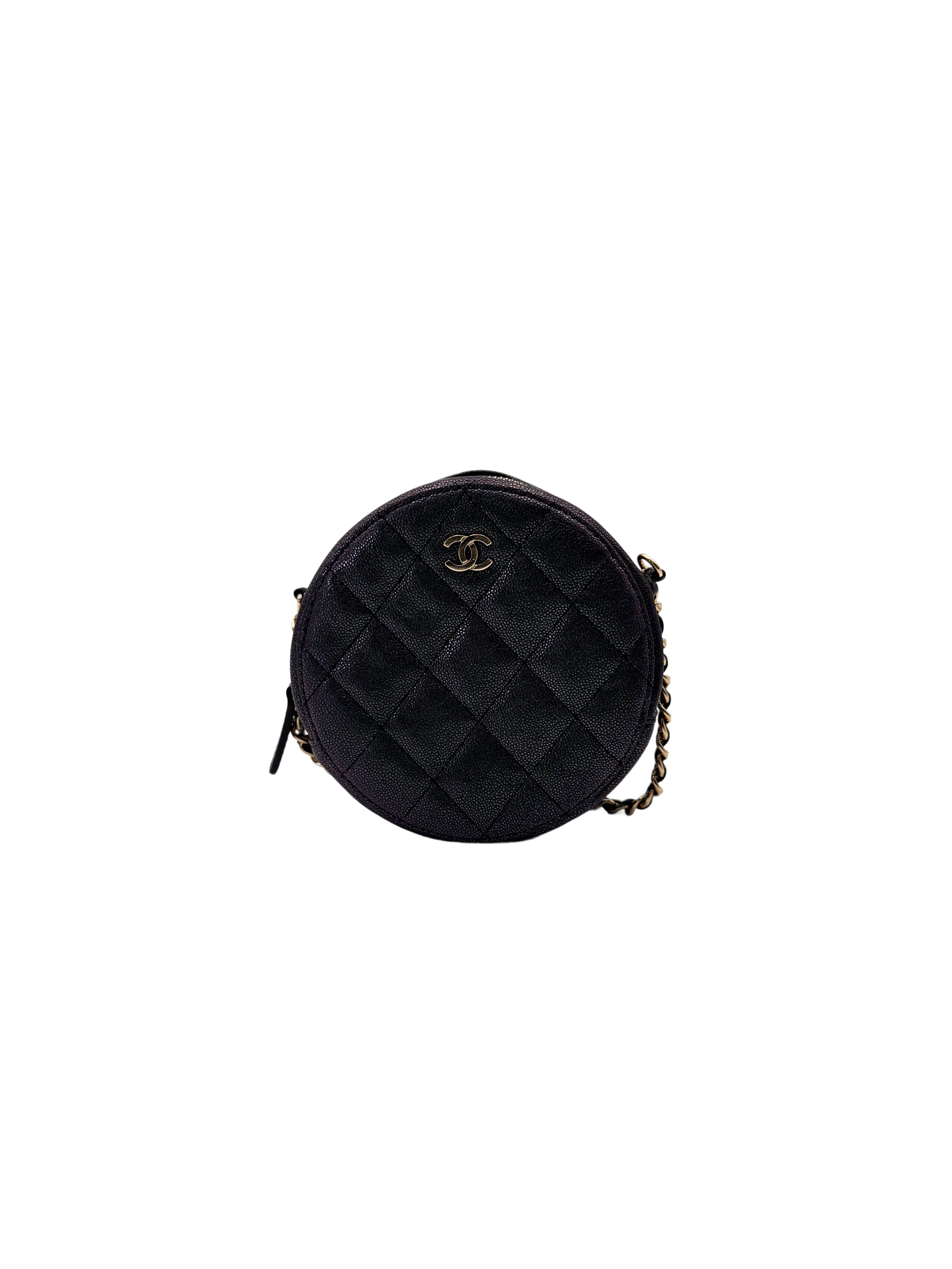 Chanel ClassicIridescent Black Quilted Round Clutch(27***97) CC1990