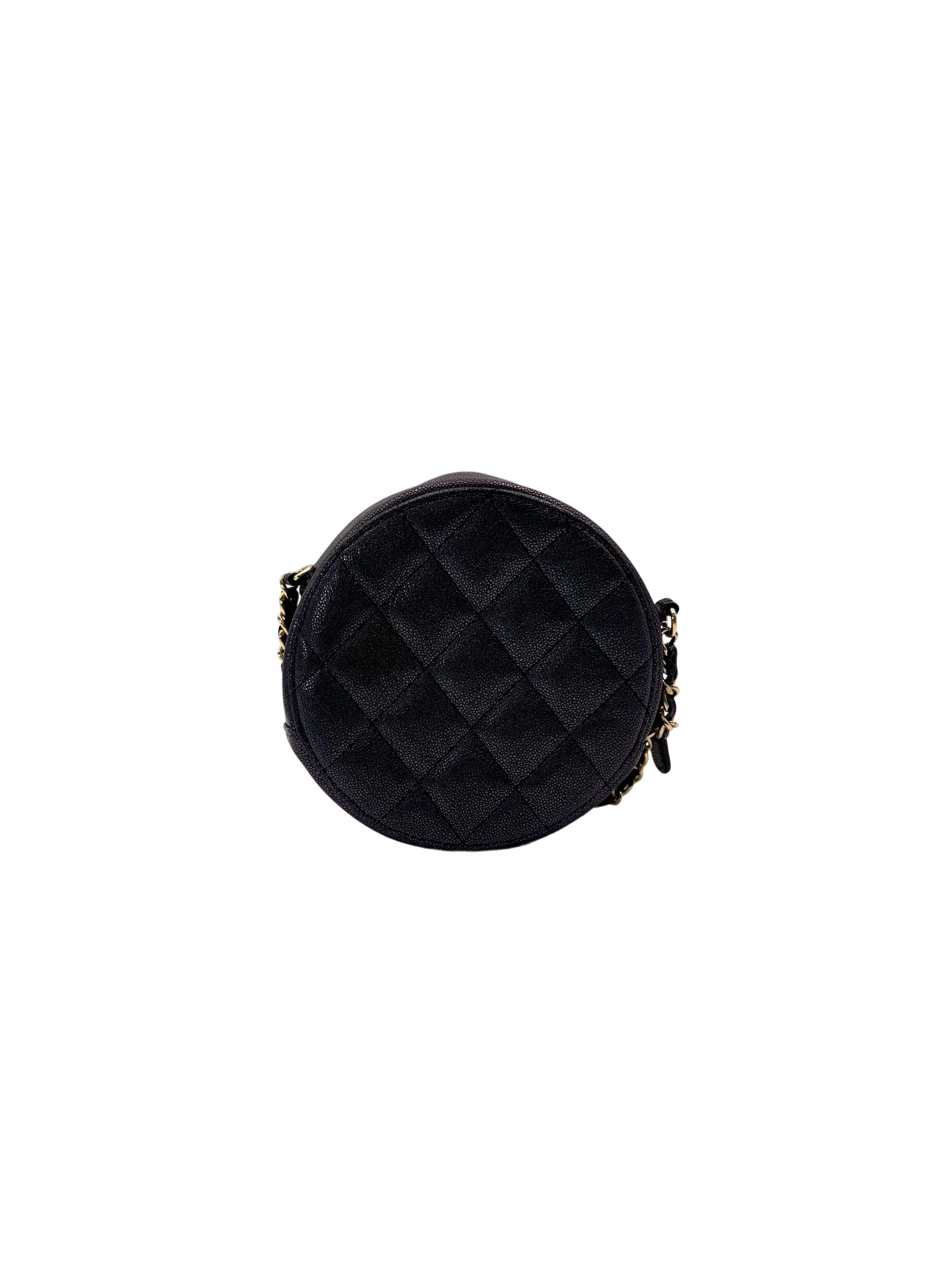 Chanel ClassicIridescent Black Quilted Round Clutch(27***97) CC1990