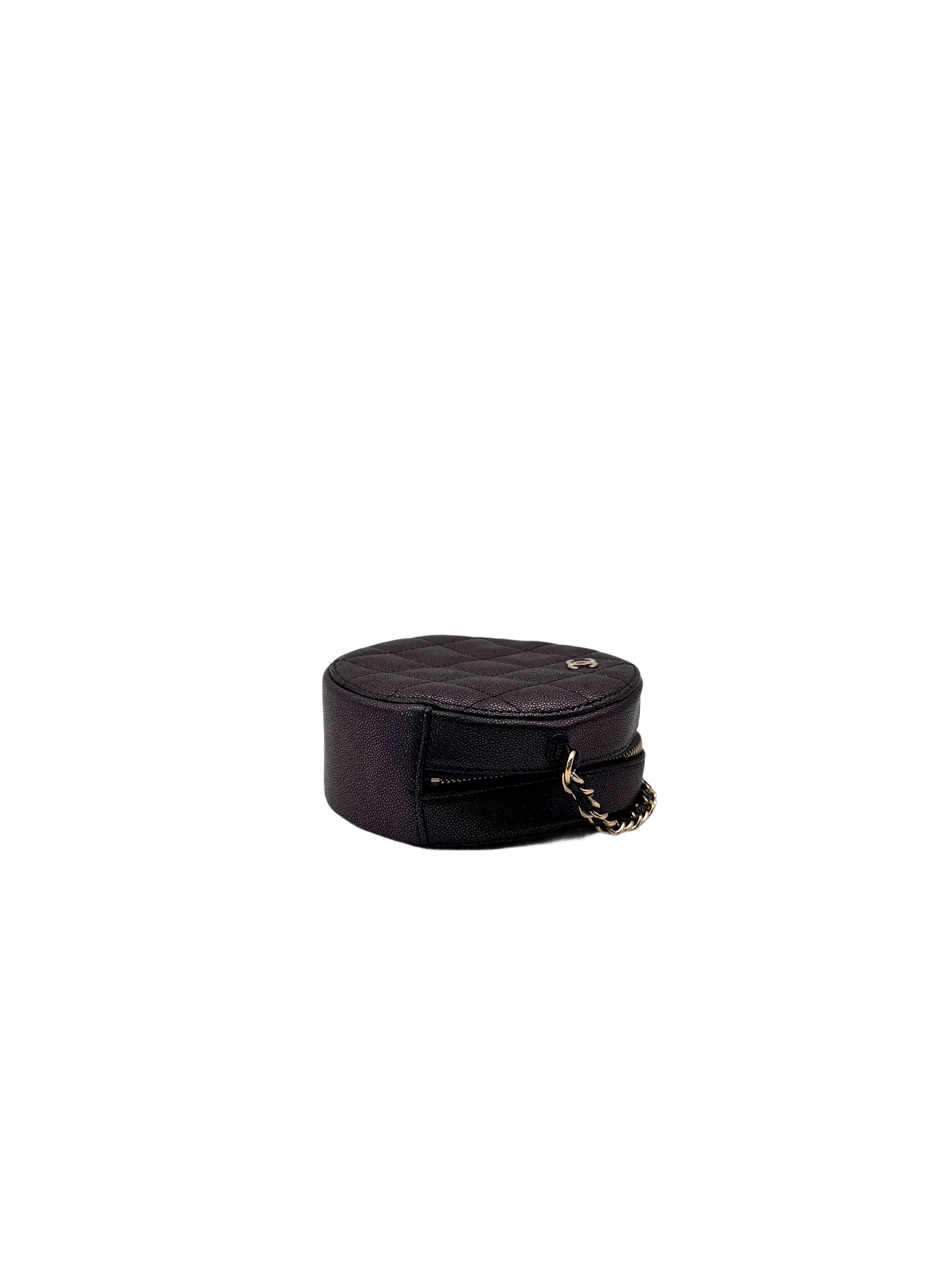 Chanel ClassicIridescent Black Quilted Round Clutch(27***97) CC1990