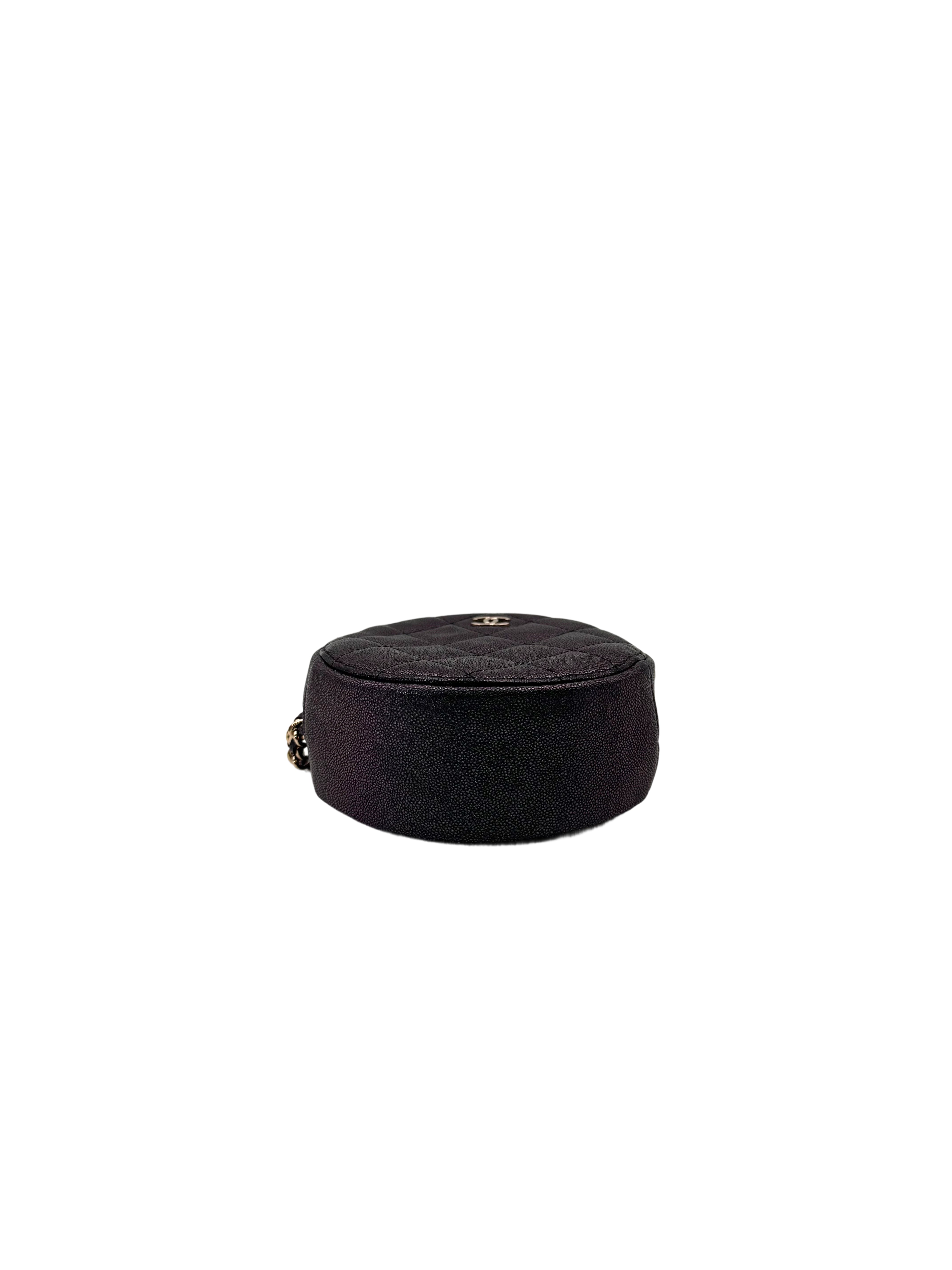Chanel ClassicIridescent Black Quilted Round Clutch(27***97) CC1990