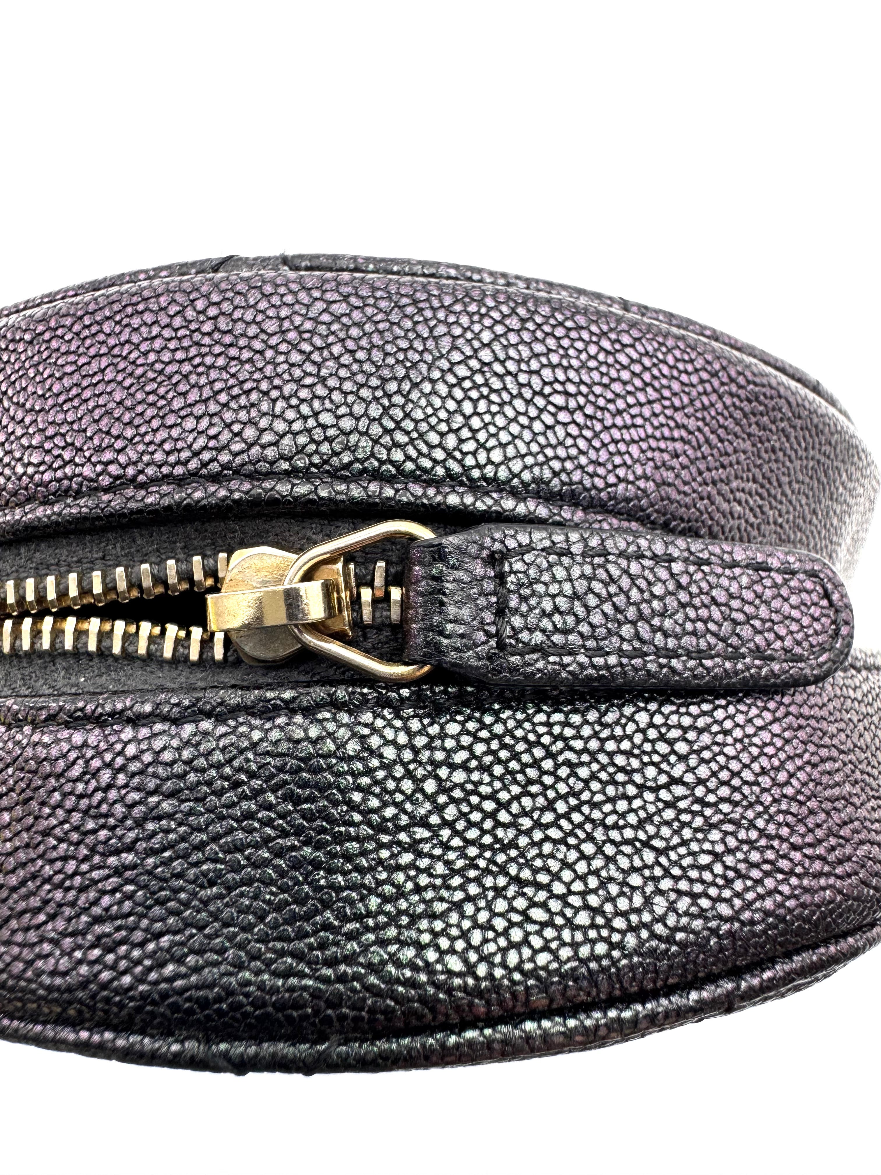 Chanel ClassicIridescent Black Quilted Round Clutch(27***97) CC1990