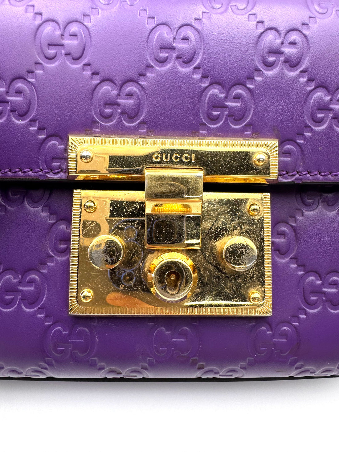 Gucci Padlock Purple Guccissima Leather Shoulder Bag GG1043