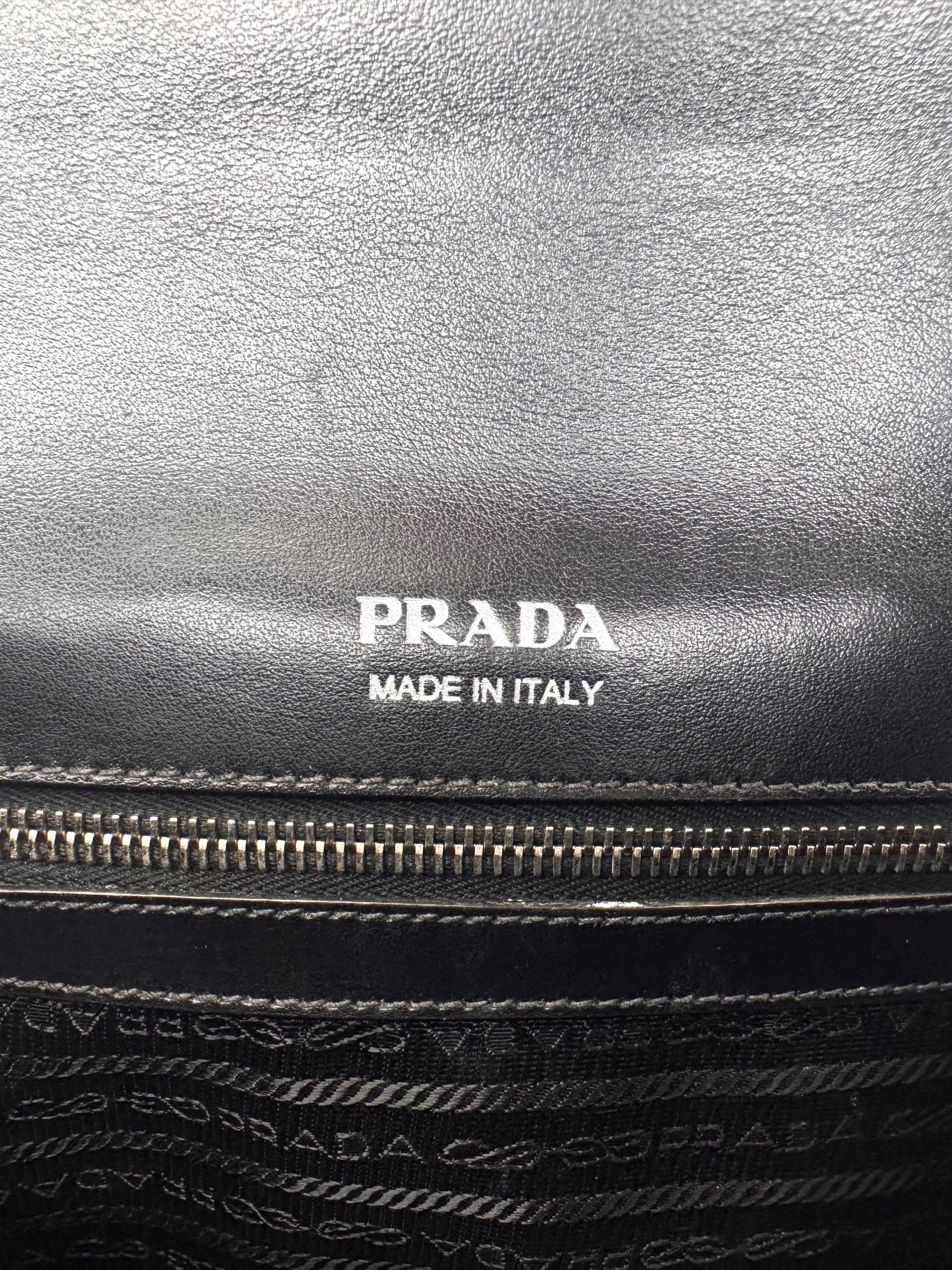 Prada Cahier Black Leather Studded Shoulder Bag PR356