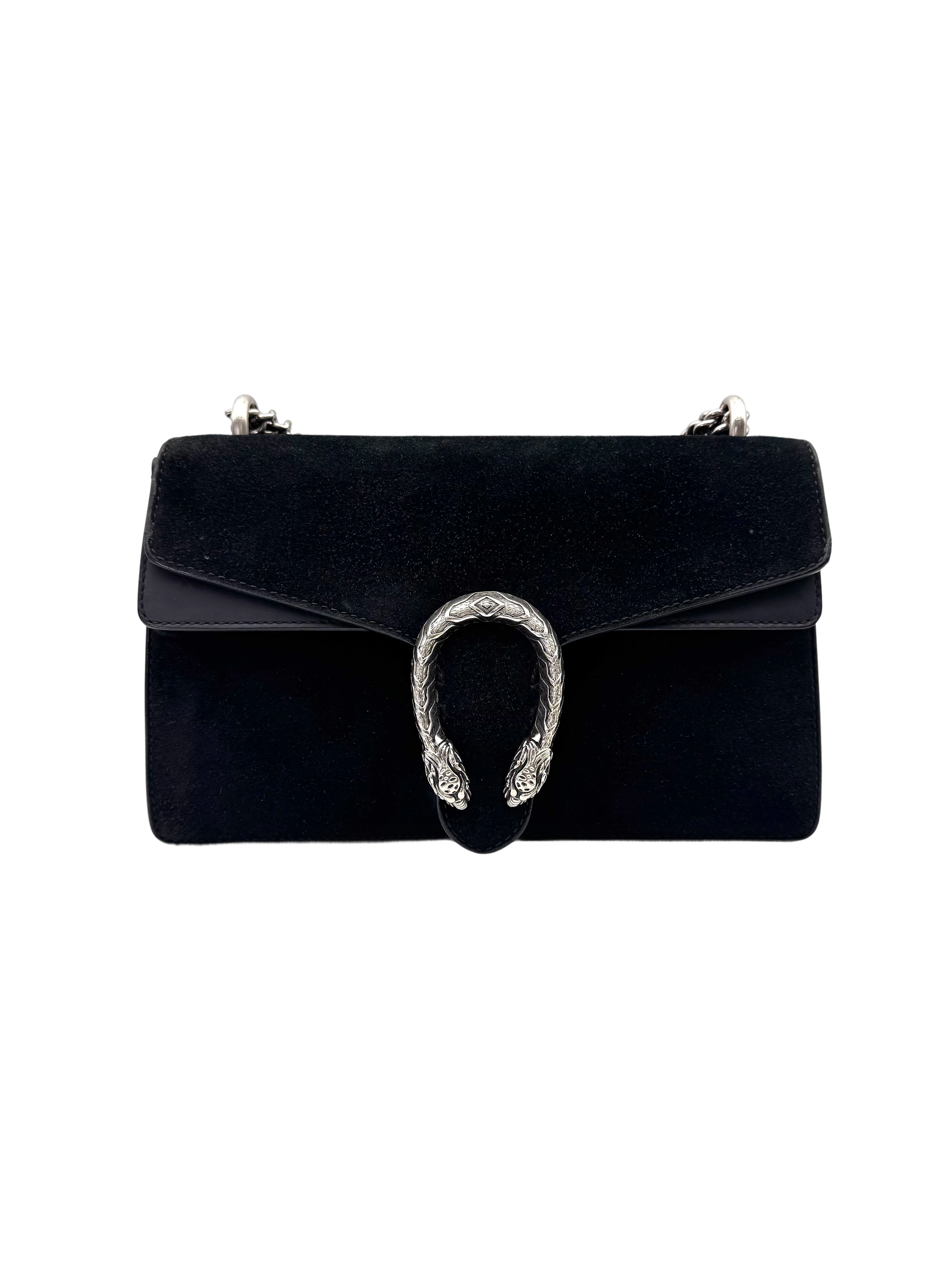 Gucci Dionysus Black Velvet Medium Size Shoulder Bag GG1052