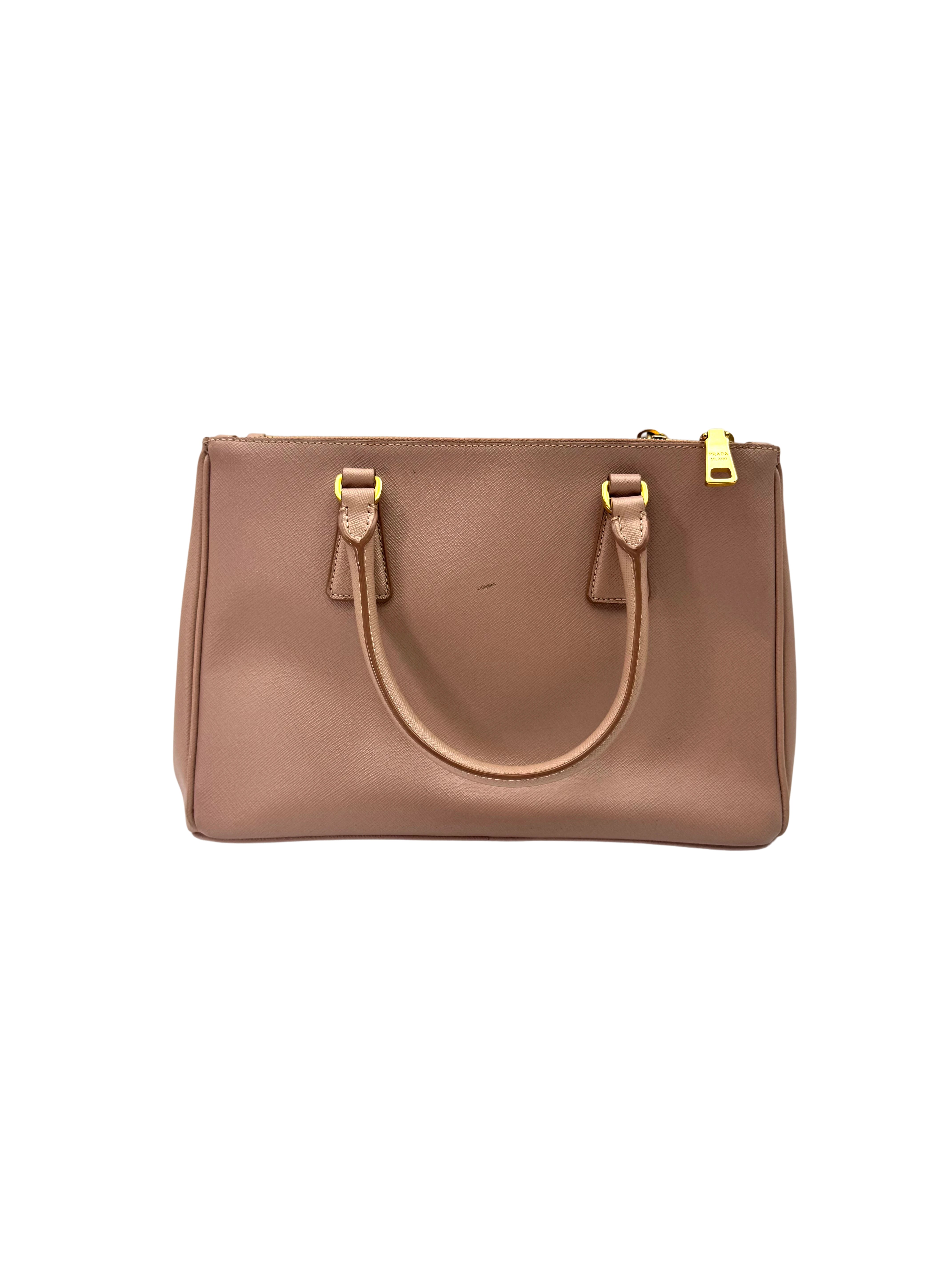 Prada Galleria Pink Saffiano Leather Small Size Handle Bag PR357