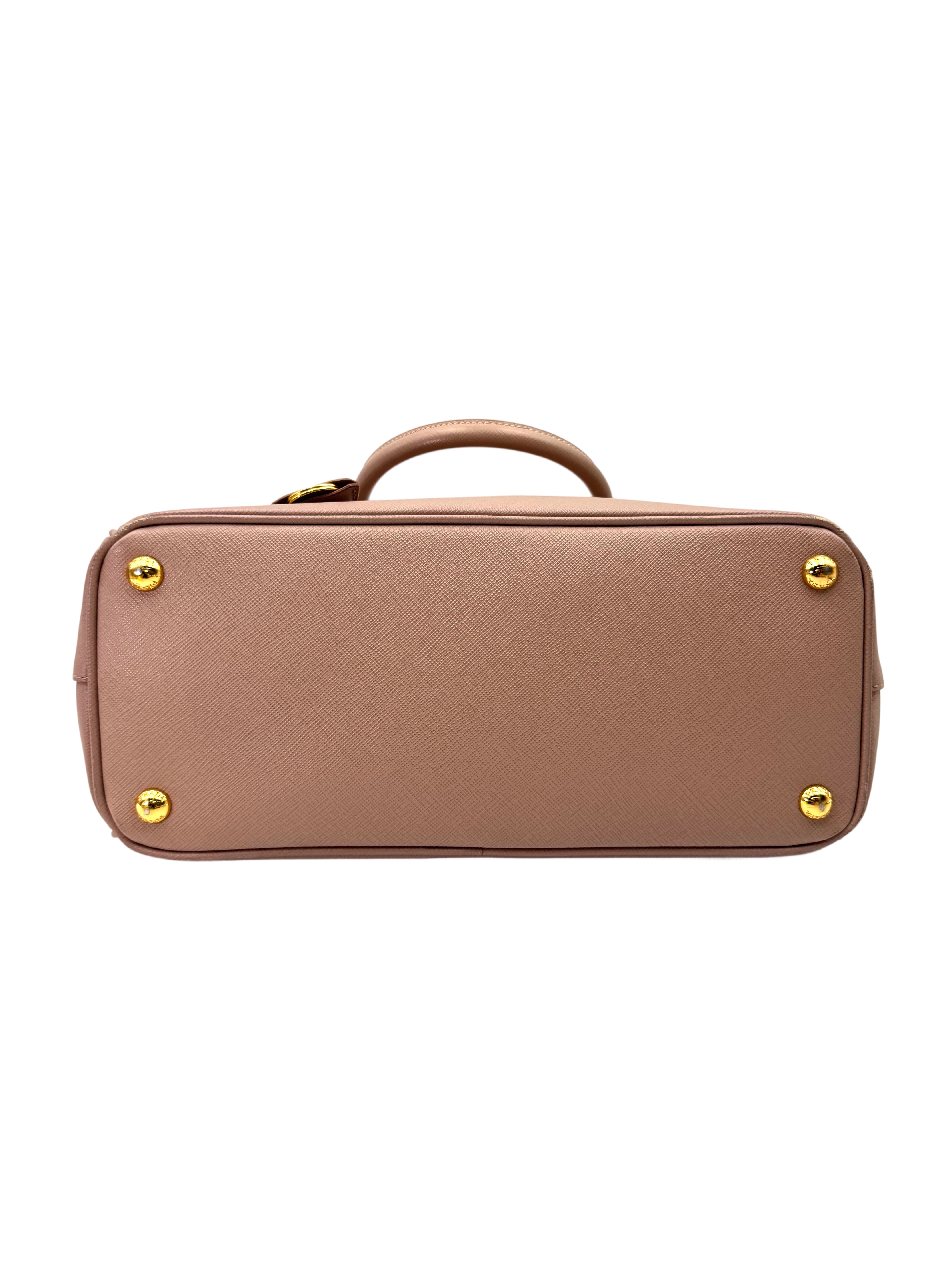 Prada Galleria Pink Saffiano Leather Small Size Handle Bag PR357