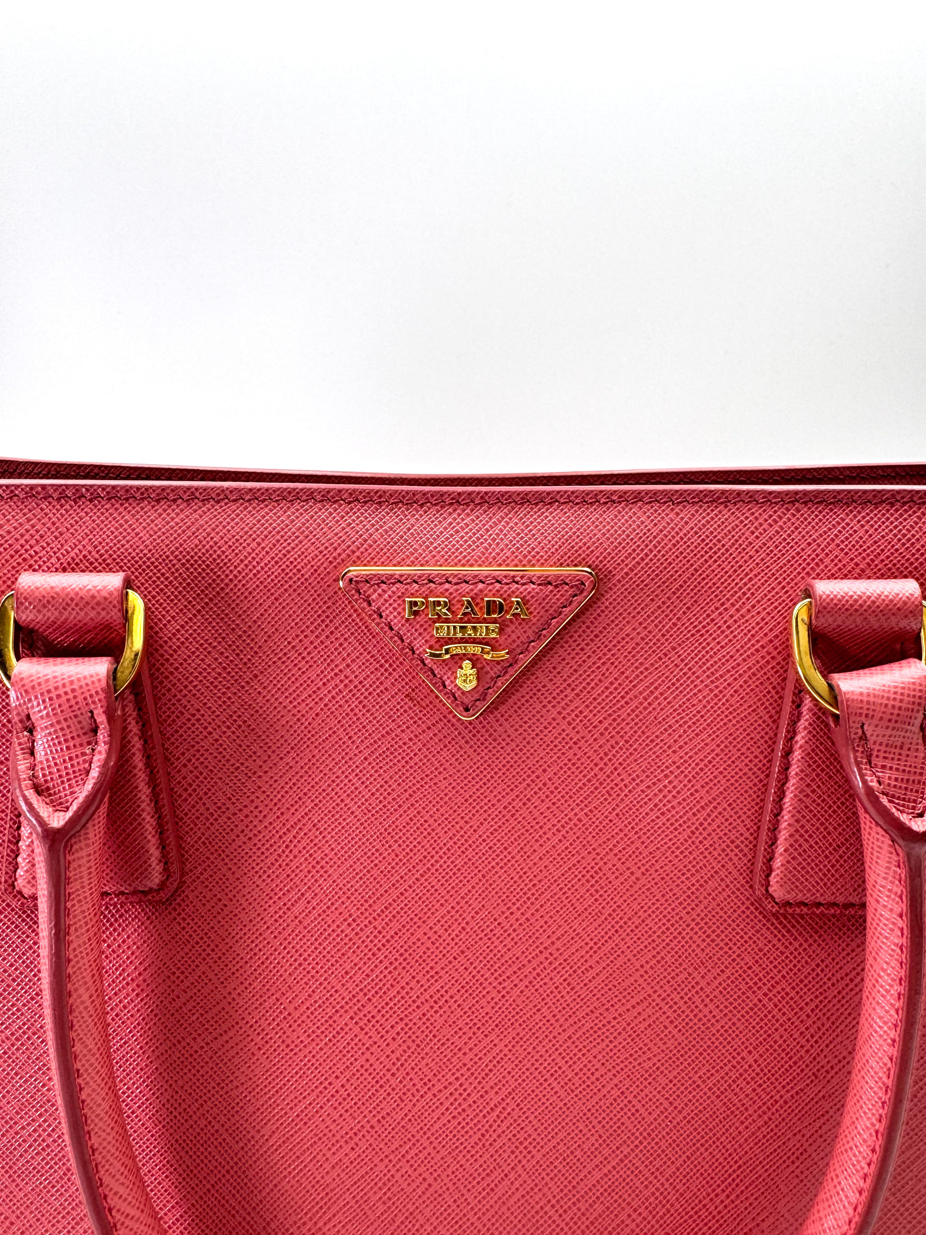 Prada Galleria Pink Saffiano Leather Medium Size Handle Bag PR354