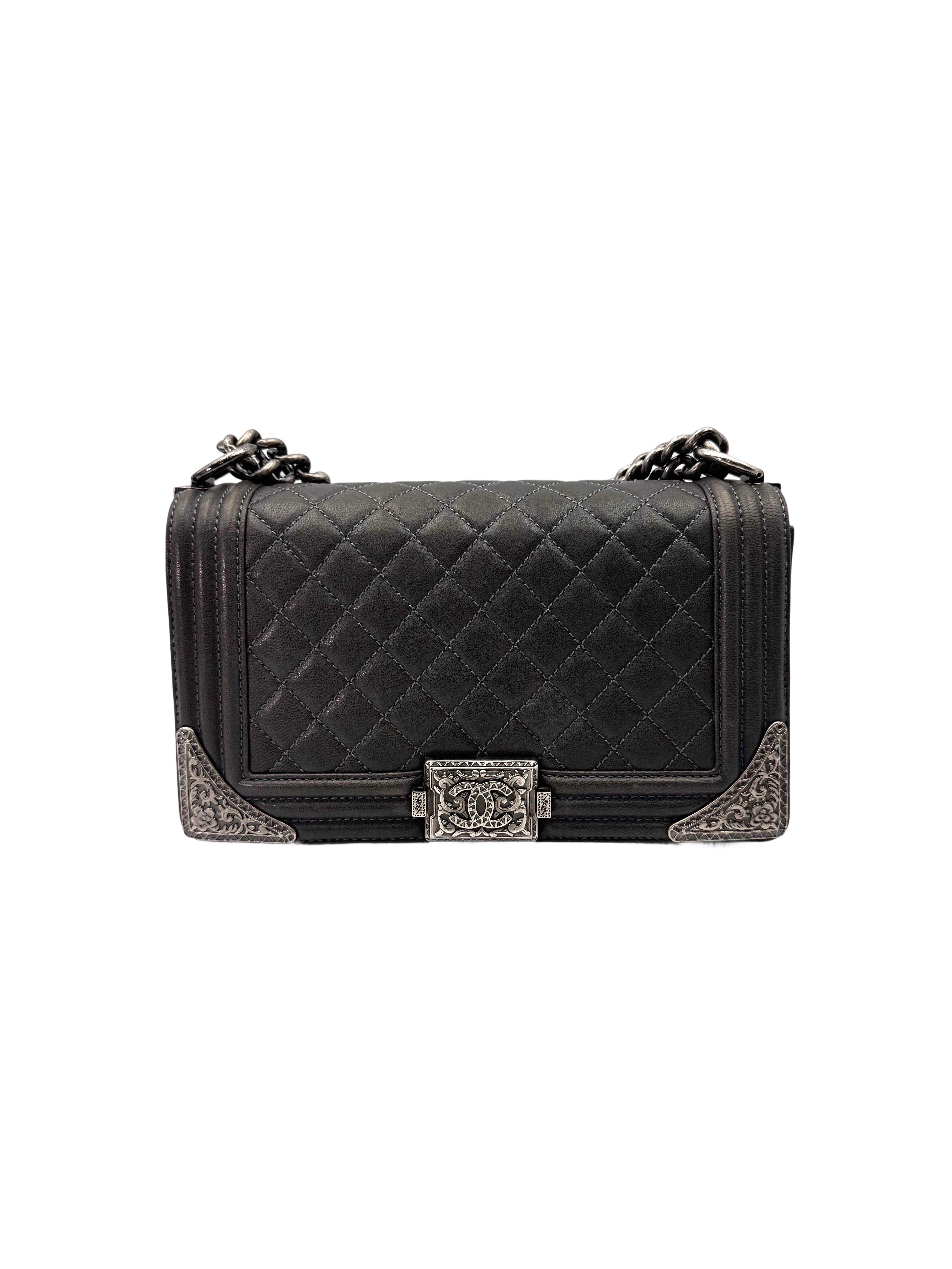 Chanel Paris-Dallas LeBoy Black Quilted Leather Flap Bag With Silver Buckle(19***18) CC1994