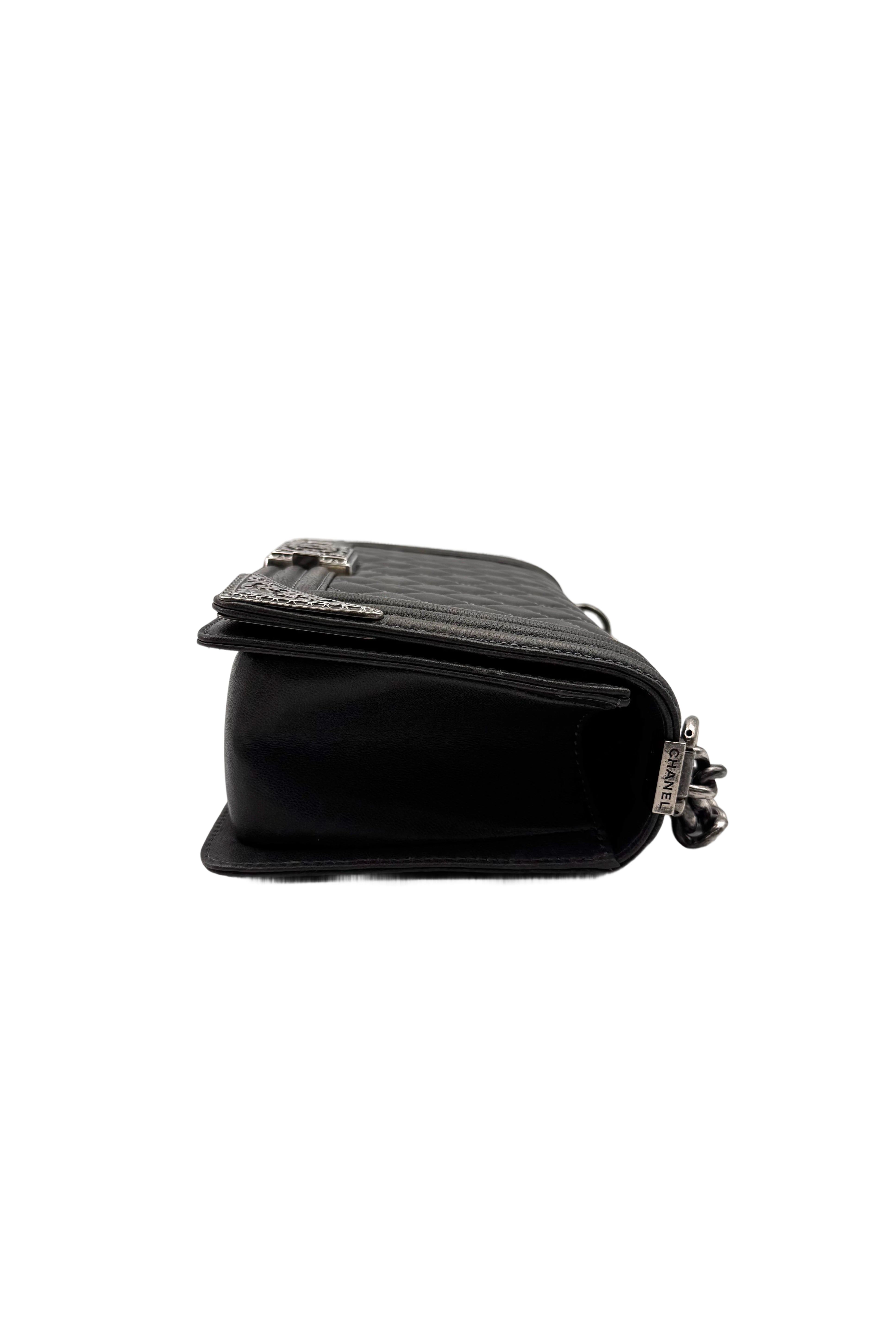 Chanel Paris-Dallas LeBoy Black Quilted Leather Flap Bag With Silver Buckle(19***18) CC1994