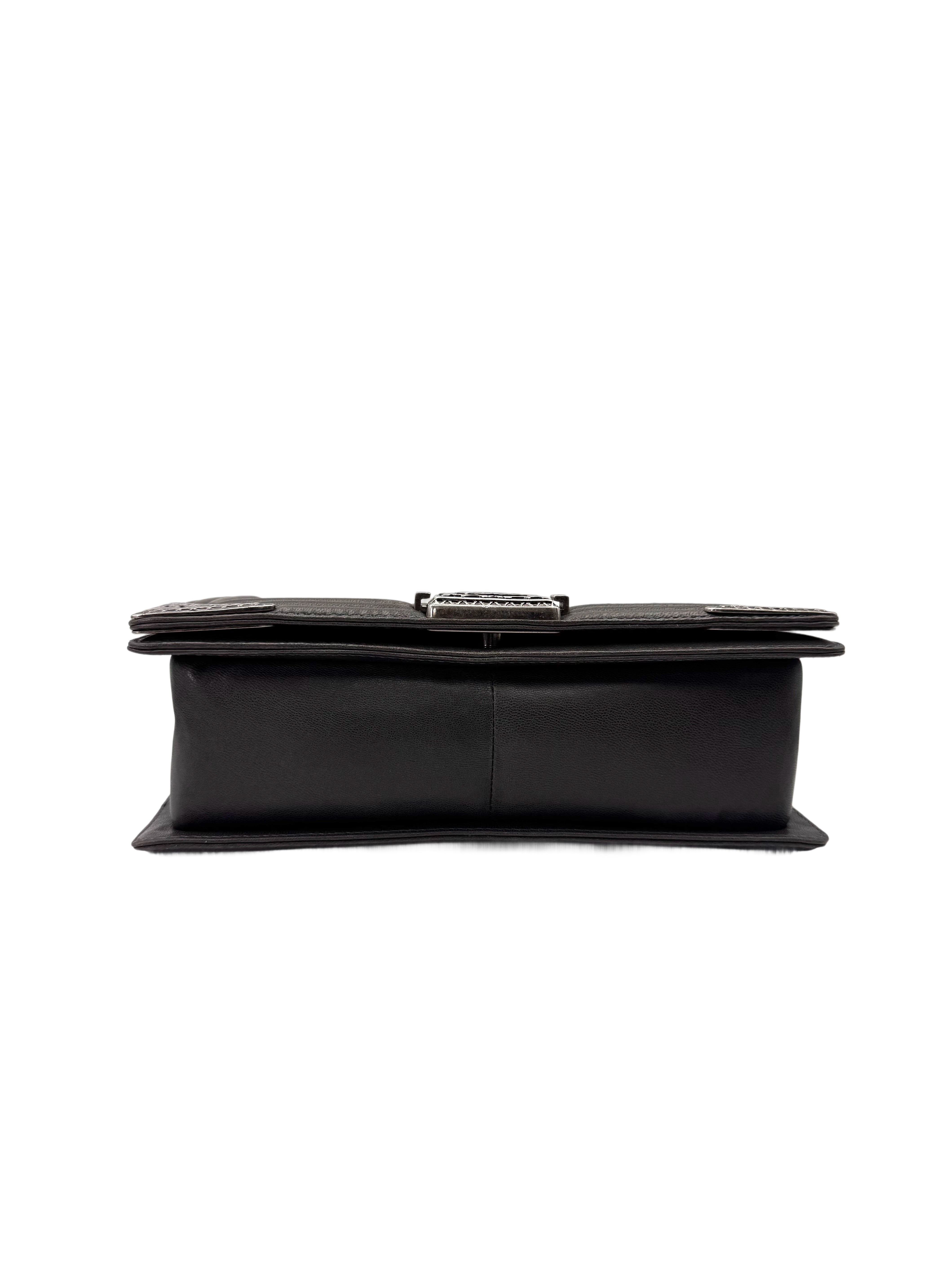 Chanel Paris-Dallas LeBoy Black Quilted Leather Flap Bag With Silver Buckle(19***18) CC1994
