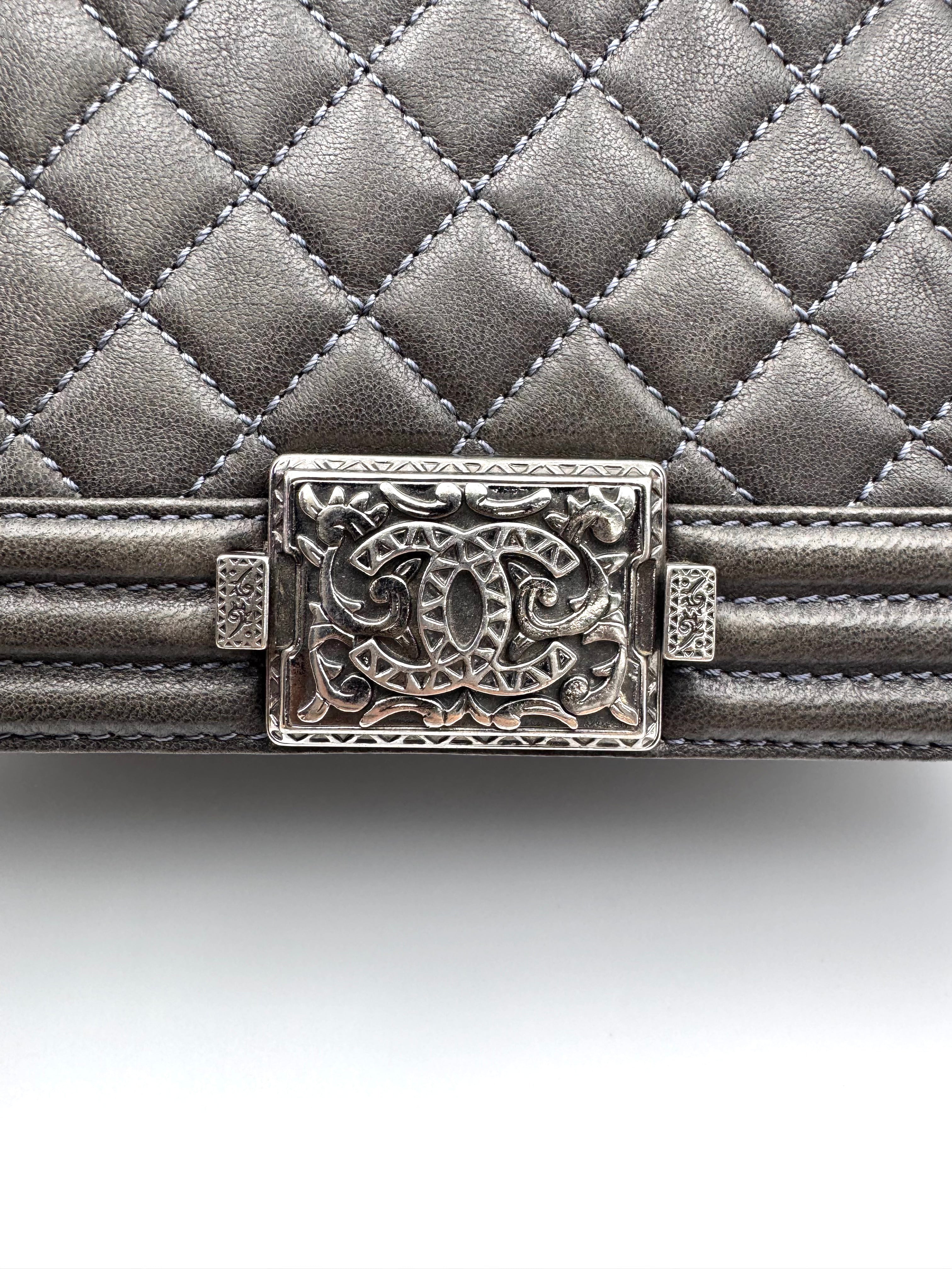 Chanel Paris-Dallas LeBoy Black Quilted Leather Flap Bag With Silver Buckle(19***18) CC1994