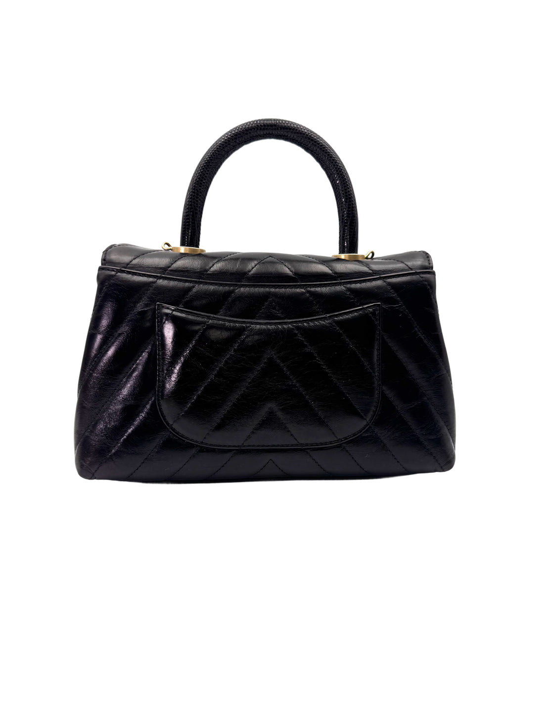 Chanel CoCo Handle Black Chevron Quilted Calfskin Small Size Shoulder Bag(25***43) IRIS227