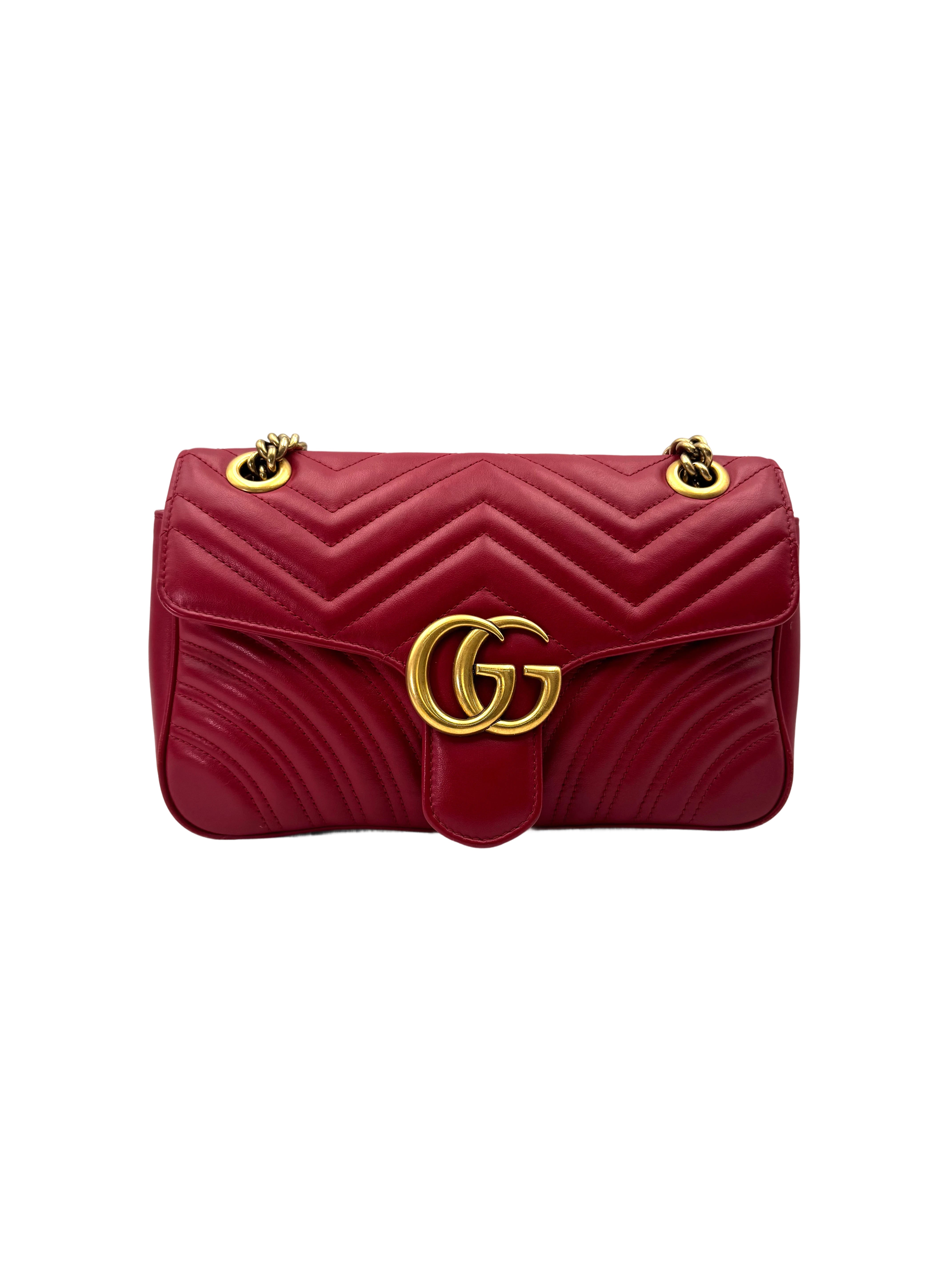 Gucci GG Marmont Red Matelasse Leather Shoulder Bag GG1048