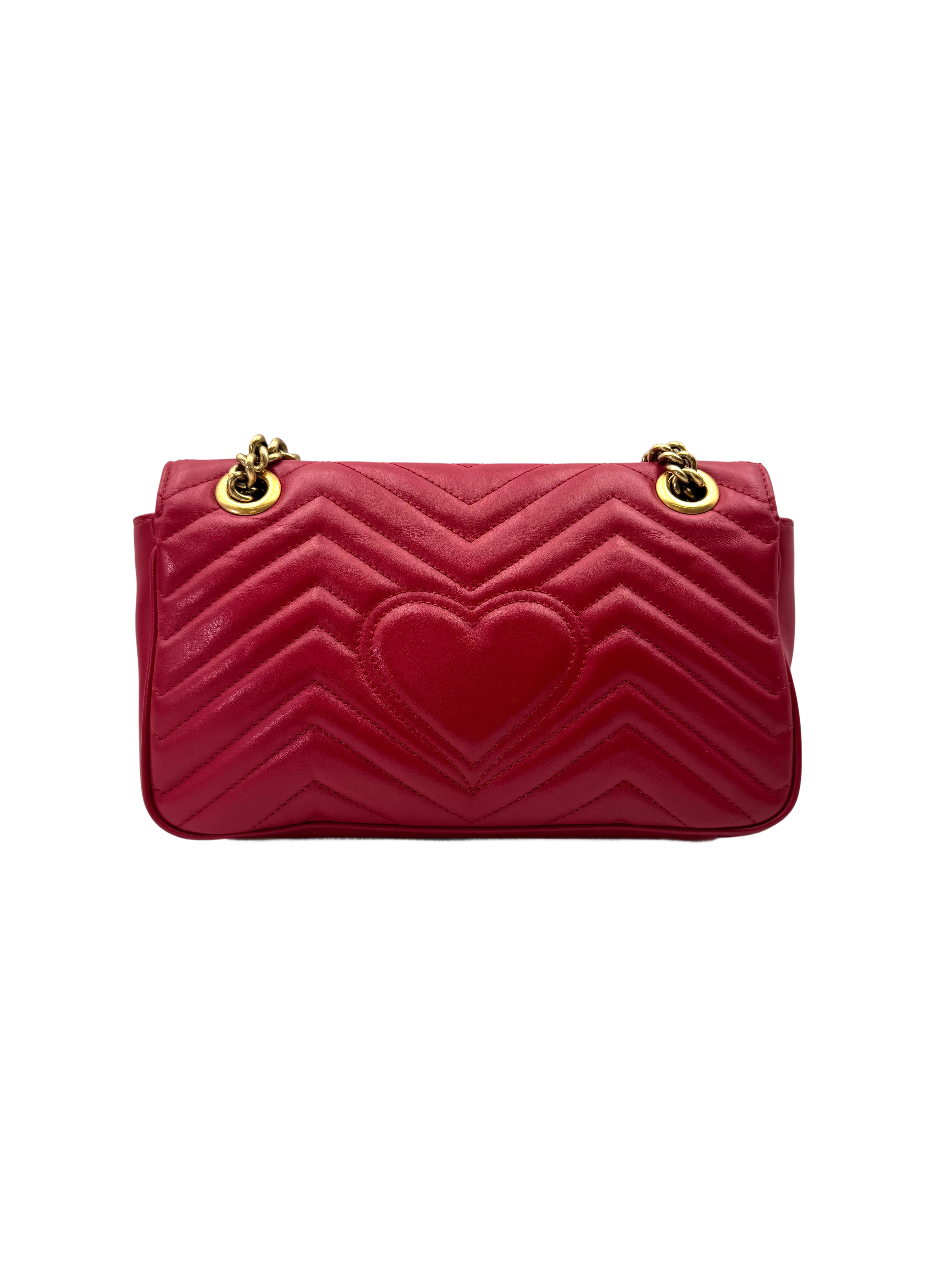 Gucci GG Marmont Red Matelasse Leather Shoulder Bag GG1048