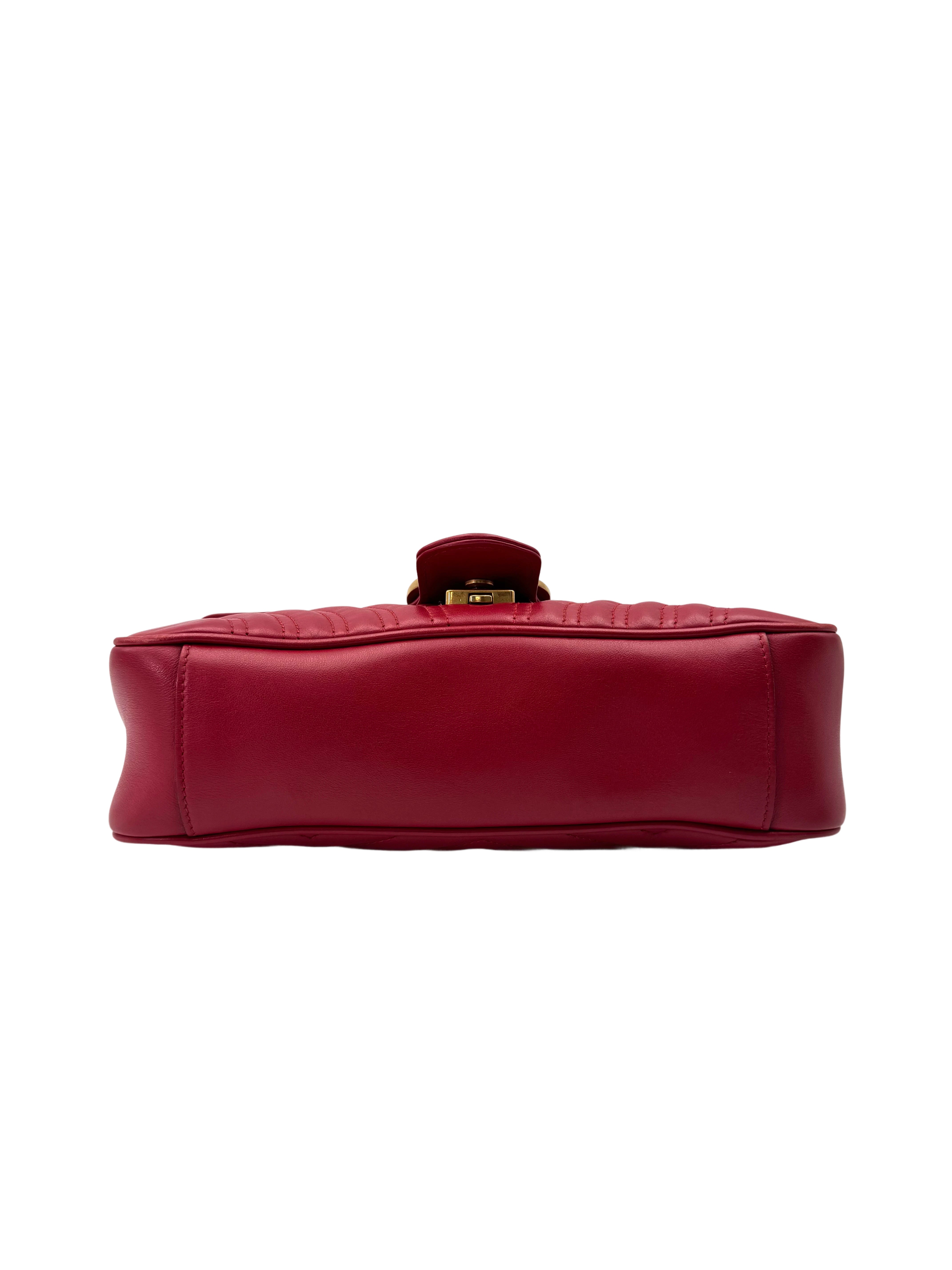 Gucci GG Marmont Red Matelasse Leather Shoulder Bag GG1048