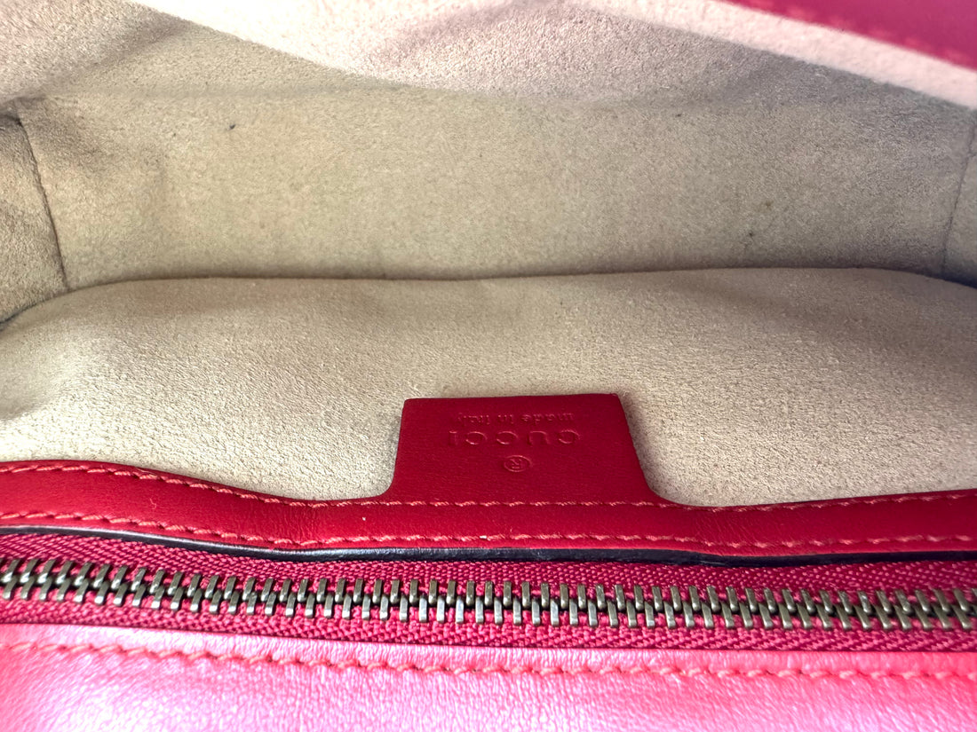 Gucci GG Marmont Red Matelasse Leather Shoulder Bag GG1048