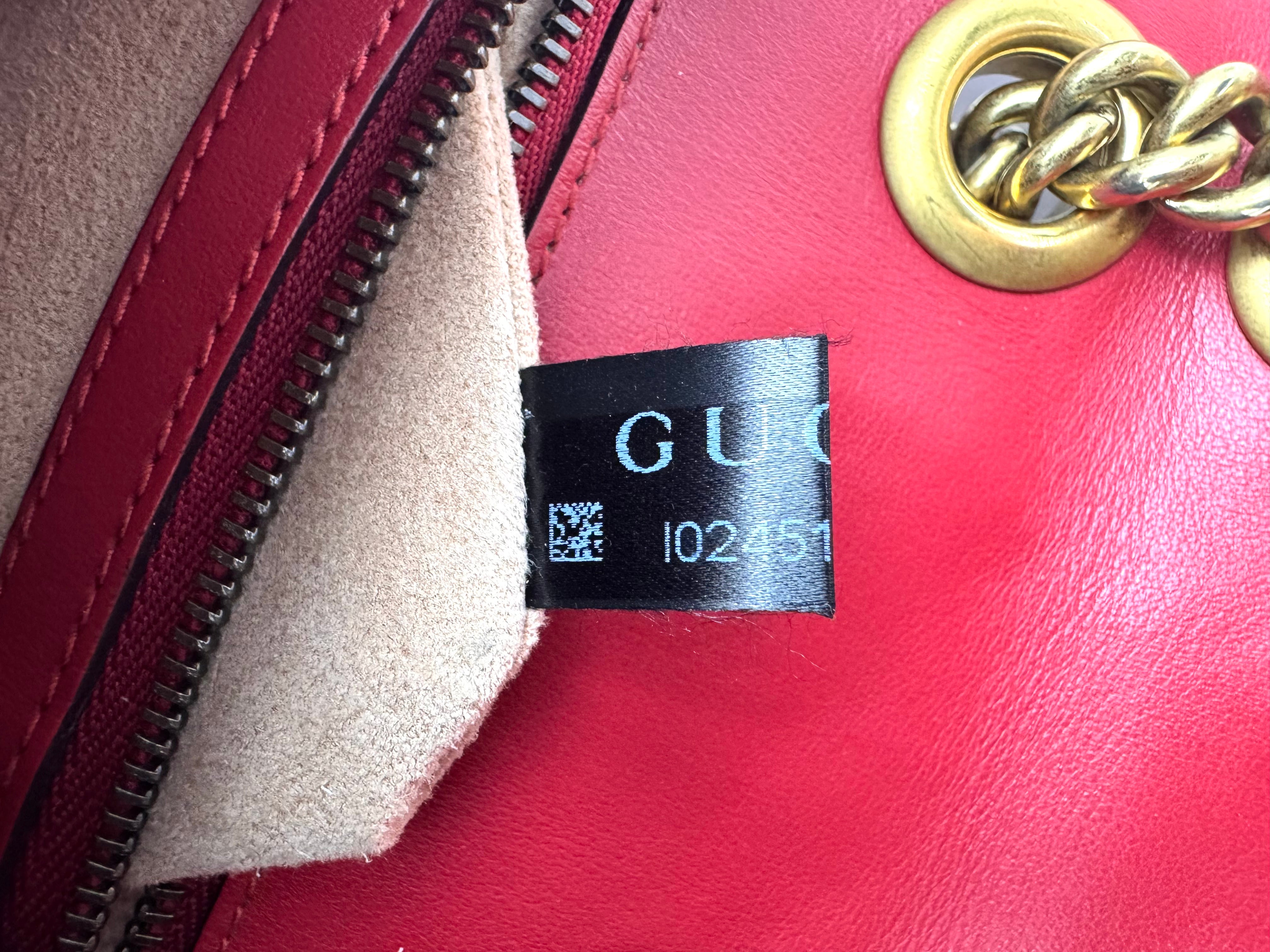 Gucci GG Marmont Red Matelasse Leather Shoulder Bag GG1048