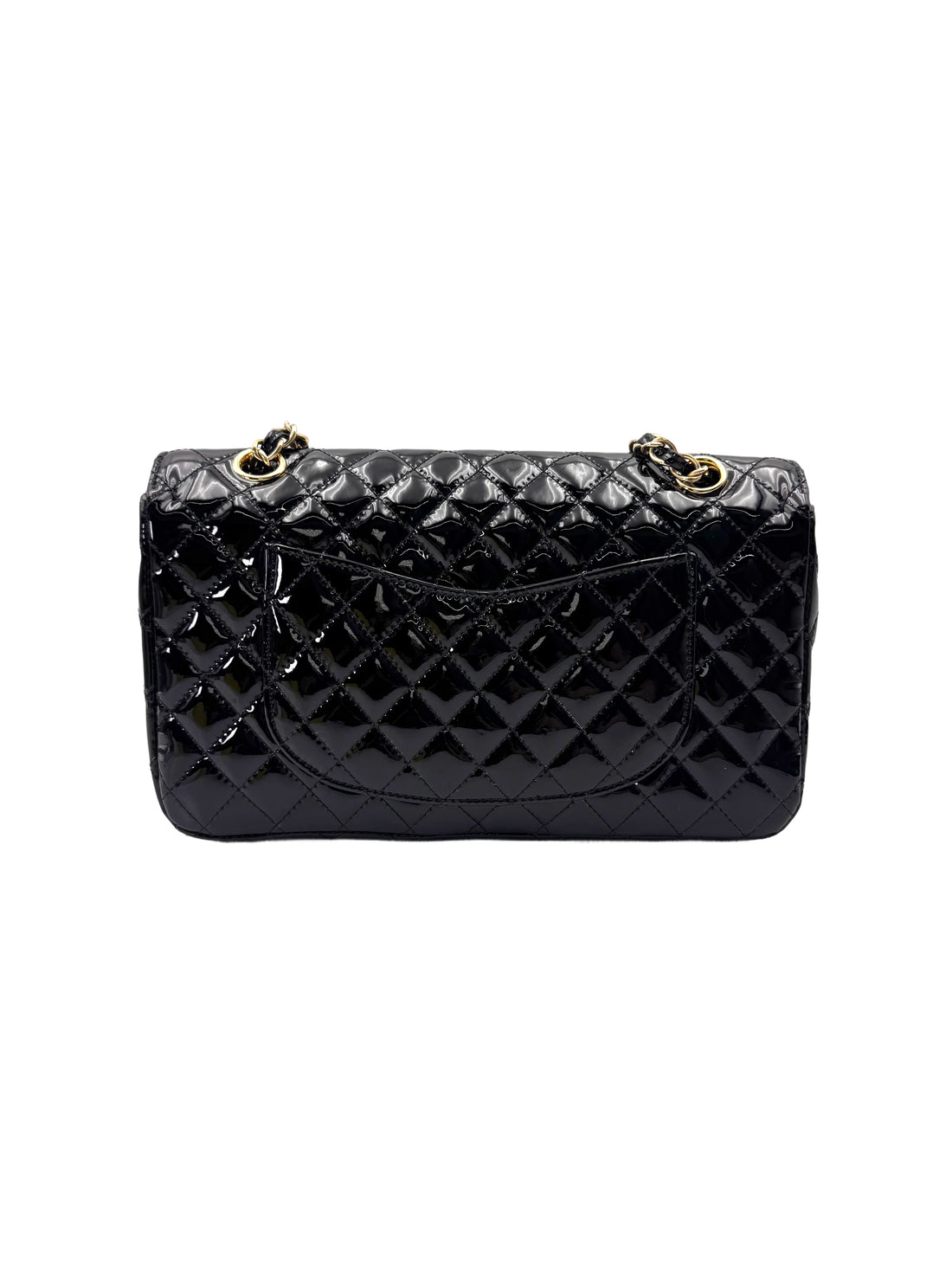 Chanel Classic Flap Black Quilted Patent Leather Medium Size Shoulder Bag With Valentine Charms(13***39) CC1992