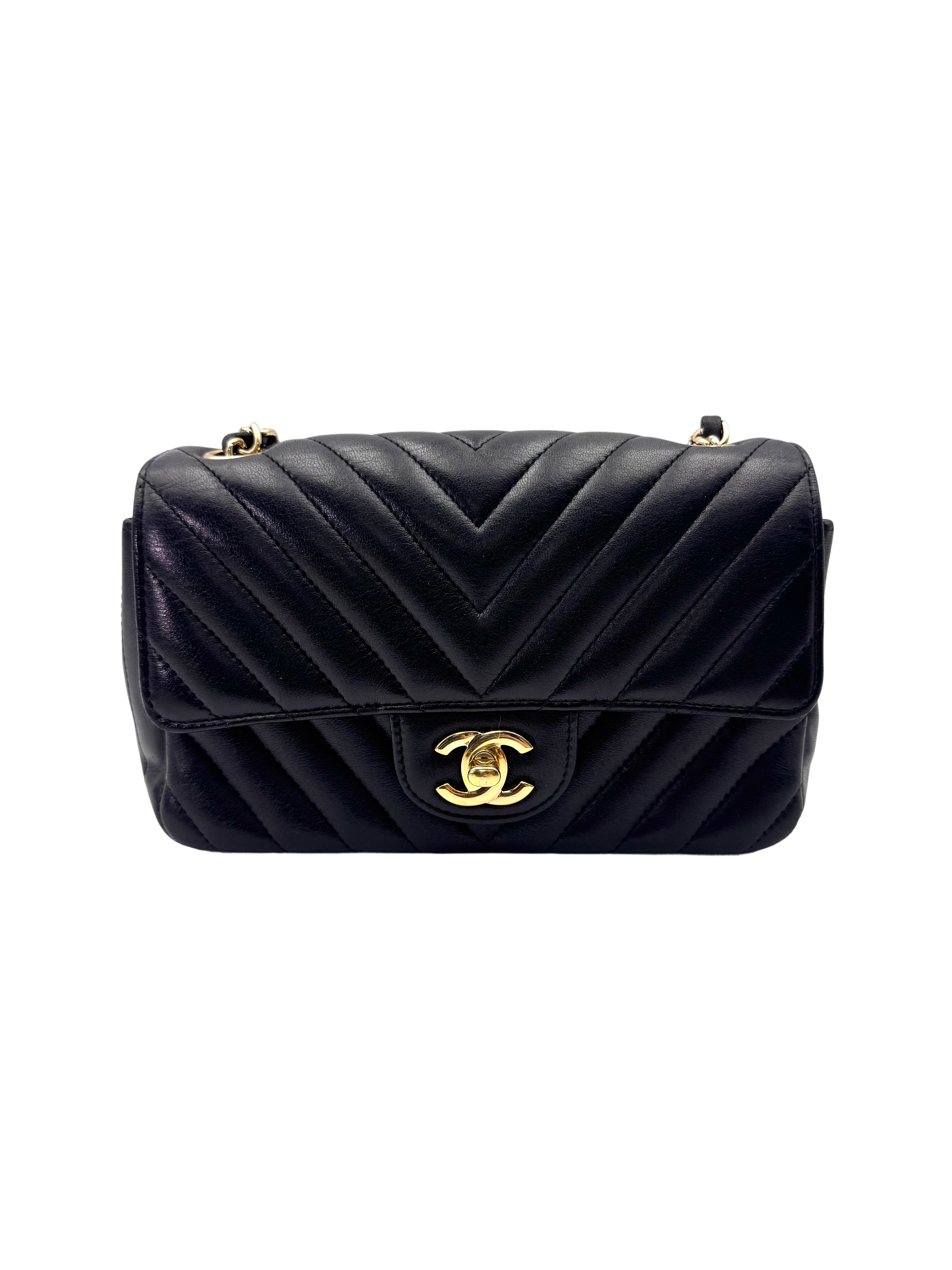 Chanel Classic Flap Black Chevron Quilted Leather Shoulder Bag With Gold Buckle(24***03) CC1993