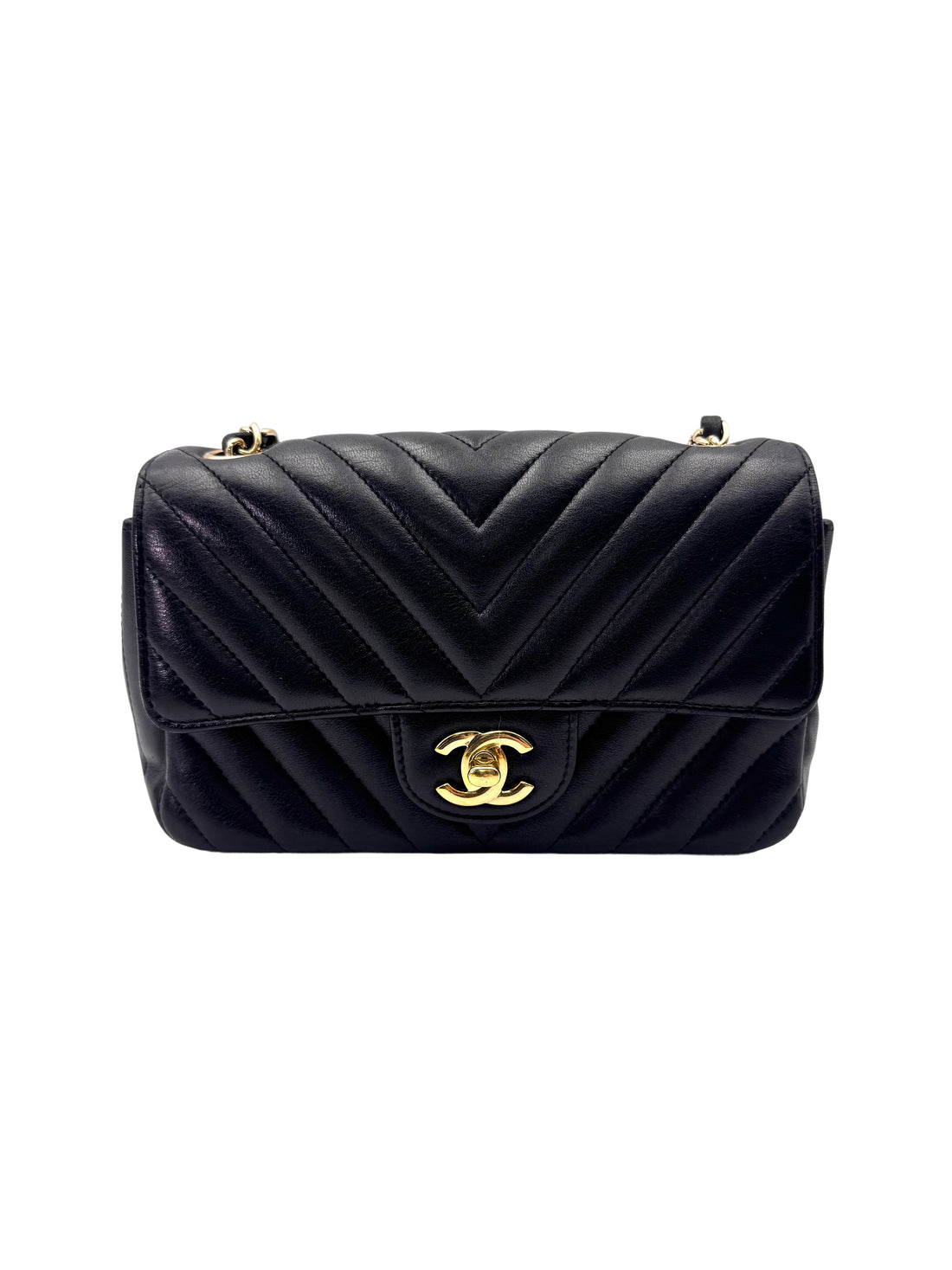 Chanel Classic Flap Black Chevron Quilted Leather Shoulder Bag With Gold Buckle(24***03) CC1993